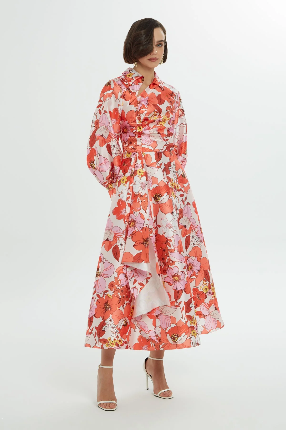 Printed Long-Sleeve Midi Dress - Image 4