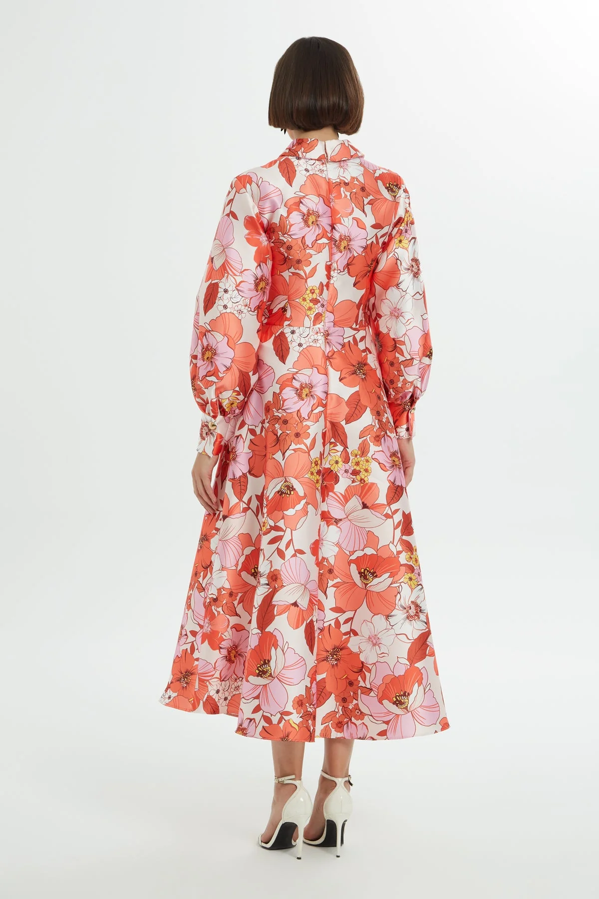 Printed Long-Sleeve Midi Dress - Image 5