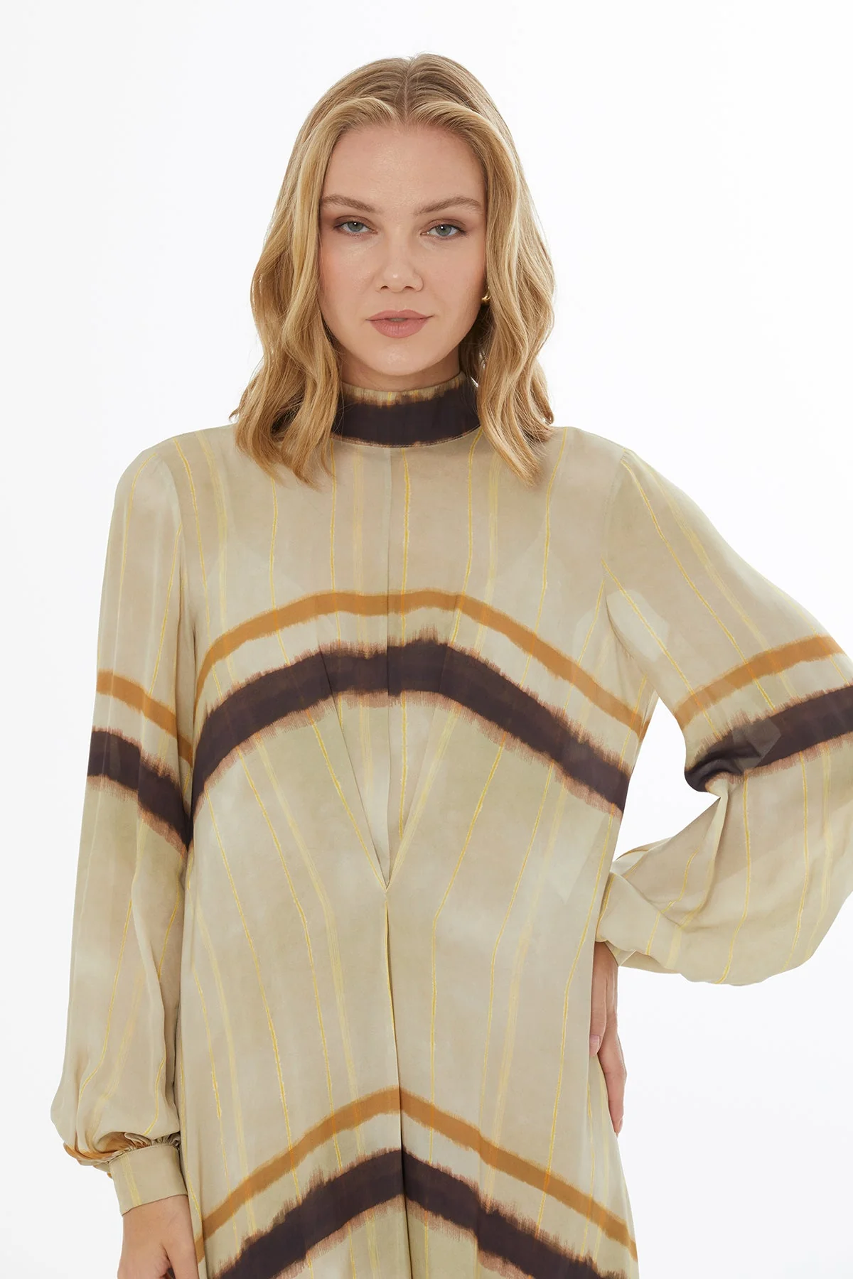 Printed Long-Sleeved Midi Dress - Image 2