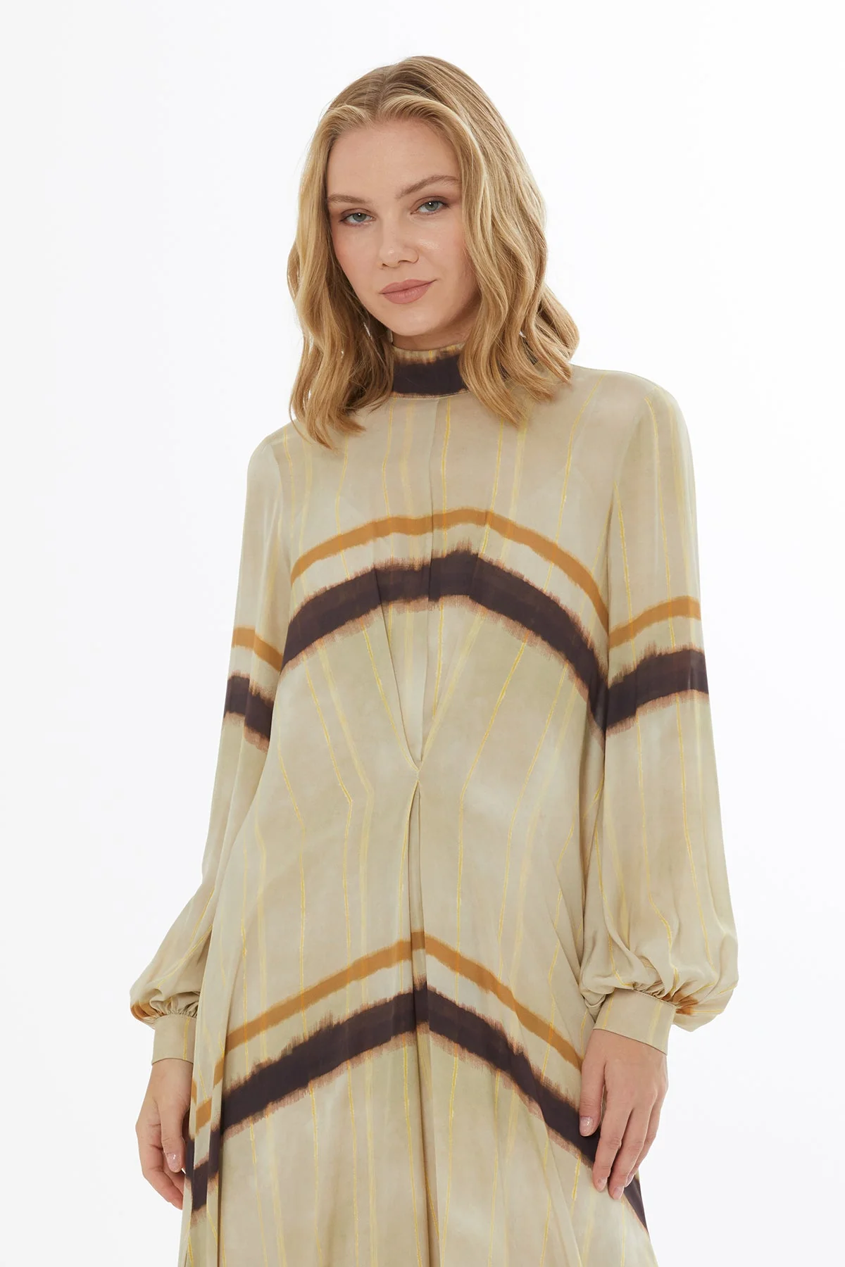 Printed Long-Sleeved Midi Dress - Image 3