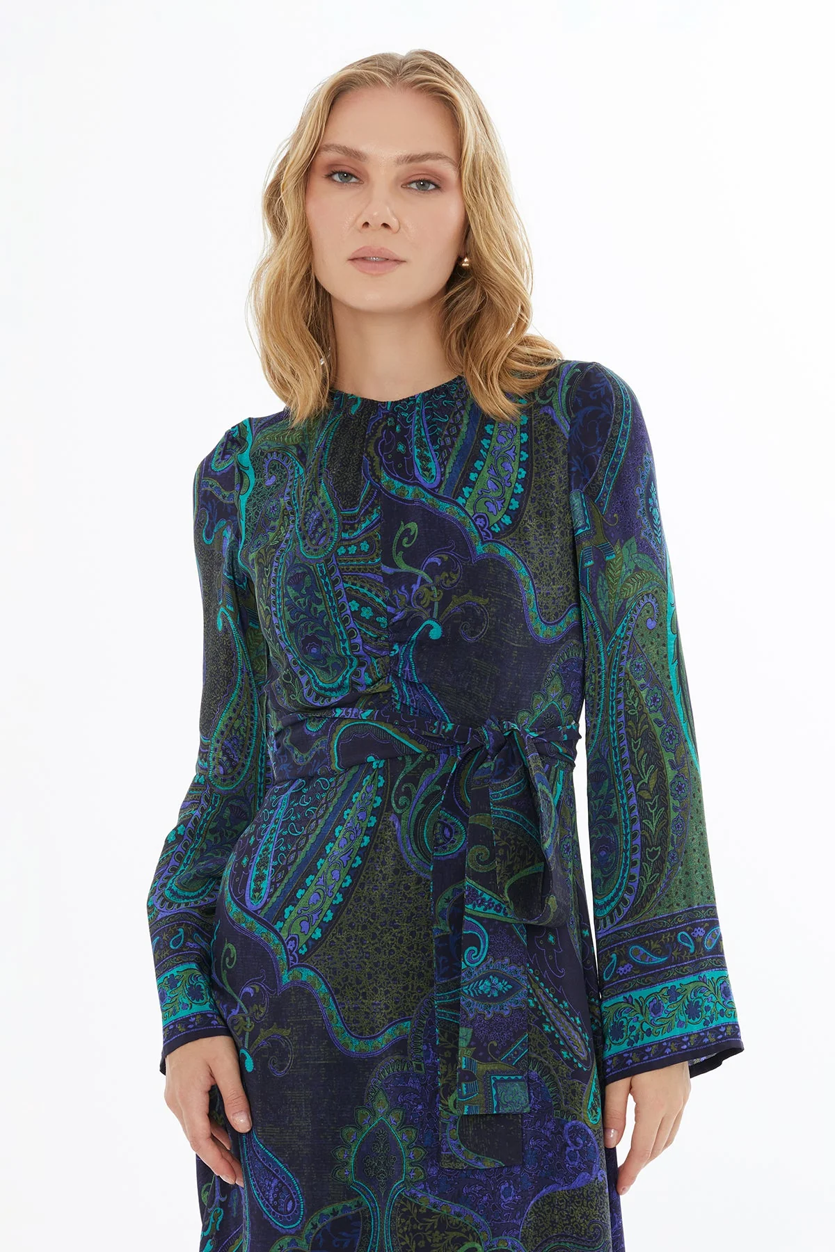 Printed Maxi Dress with Belt Accessory - Image 3