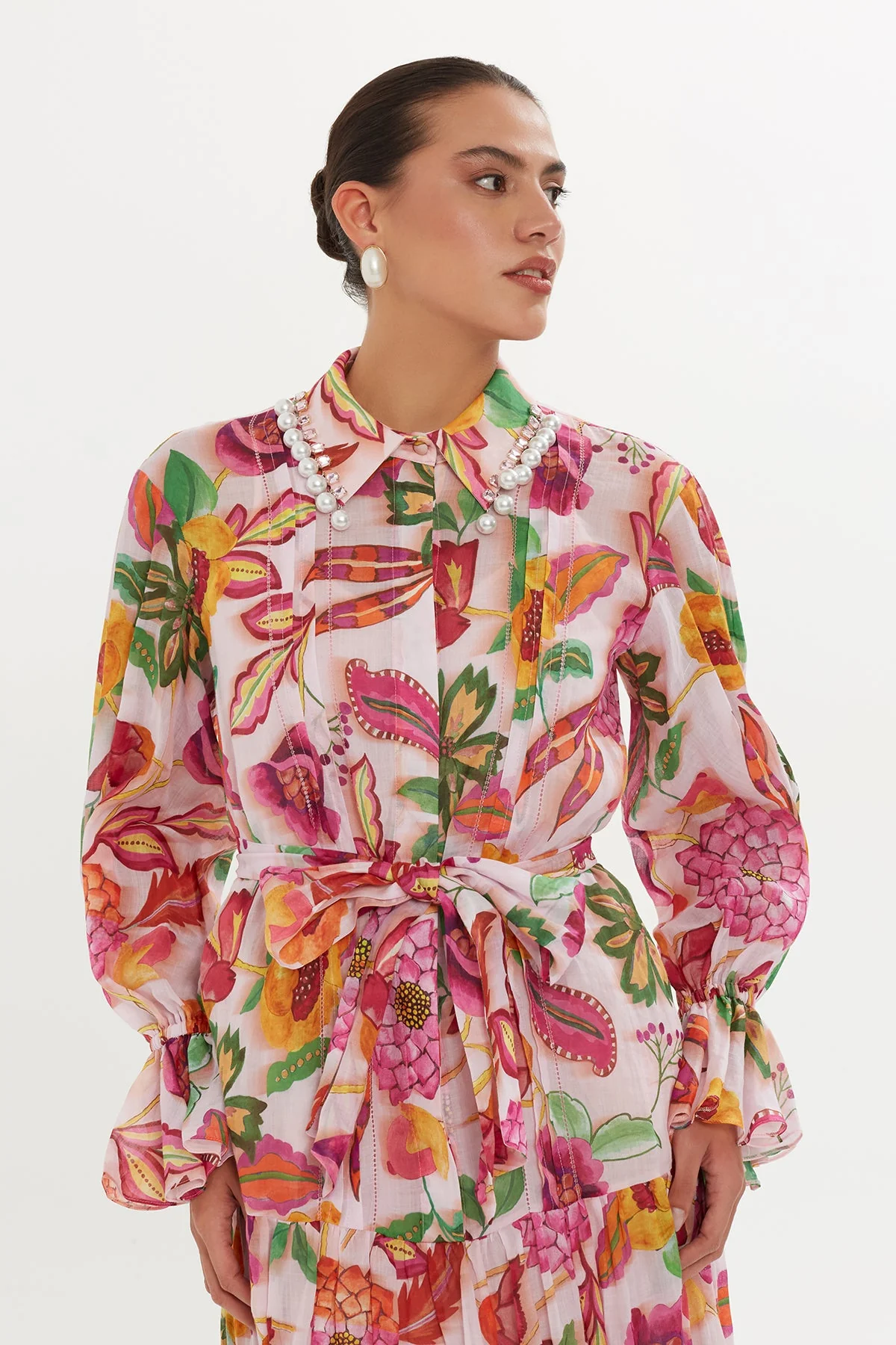 Printed Maxi Dress with Ruffled Sleeves - Image 2