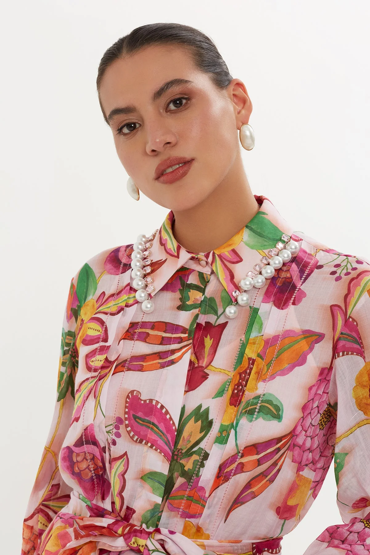 Printed Maxi Dress with Ruffled Sleeves - Image 3