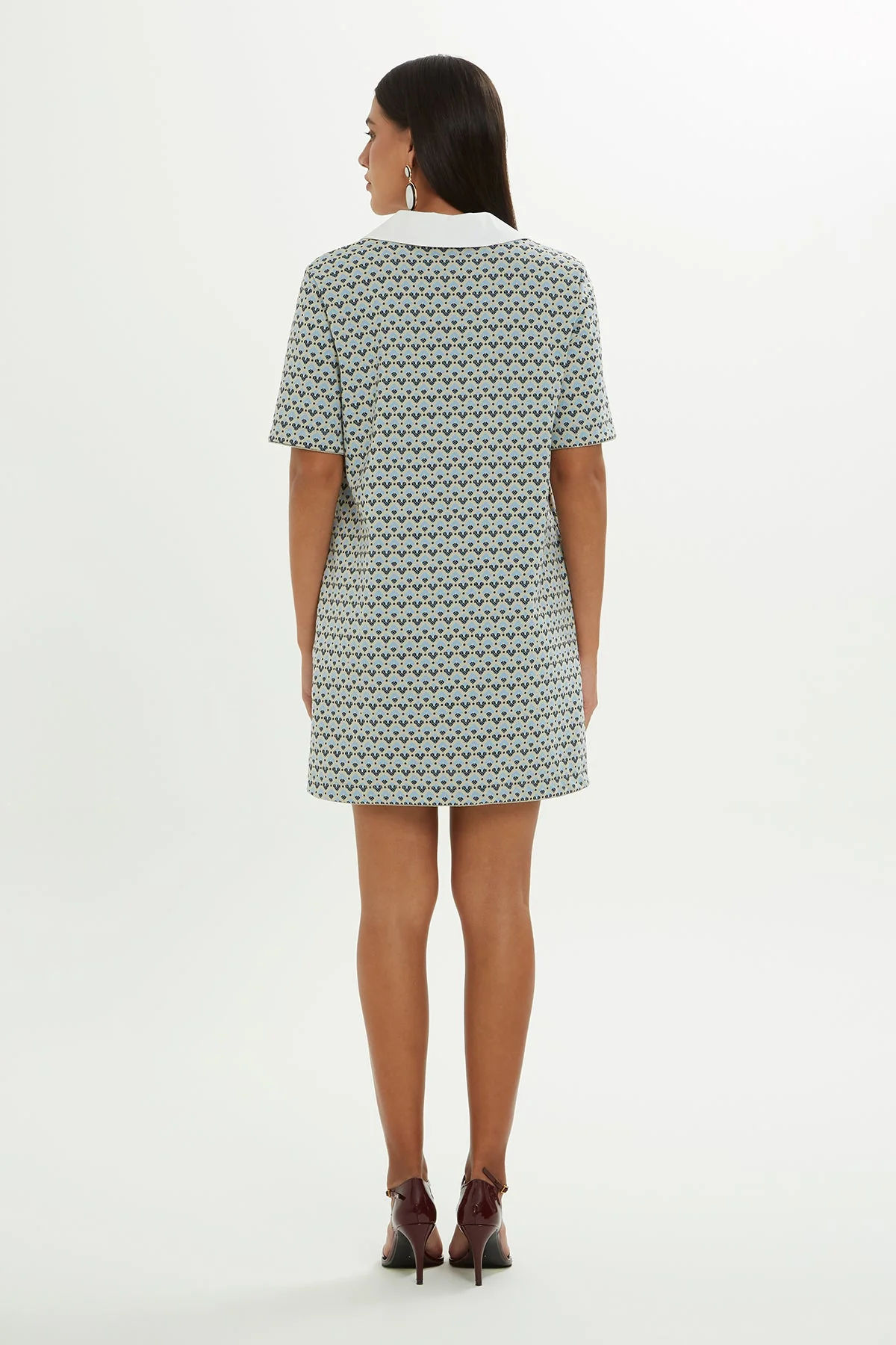 Printed Mini Dress with Polo Collar - Image 4