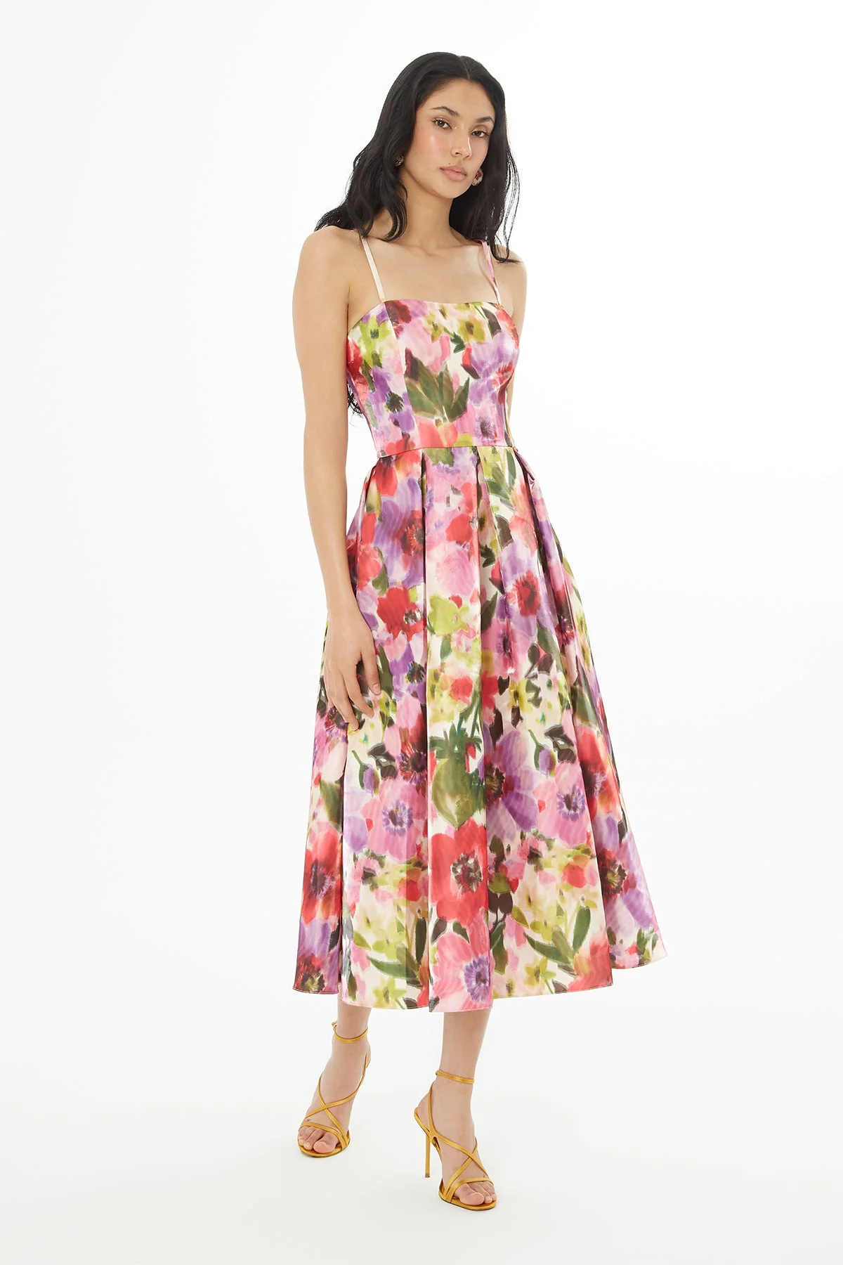 Printed Pleated Midi Dress - Image 3