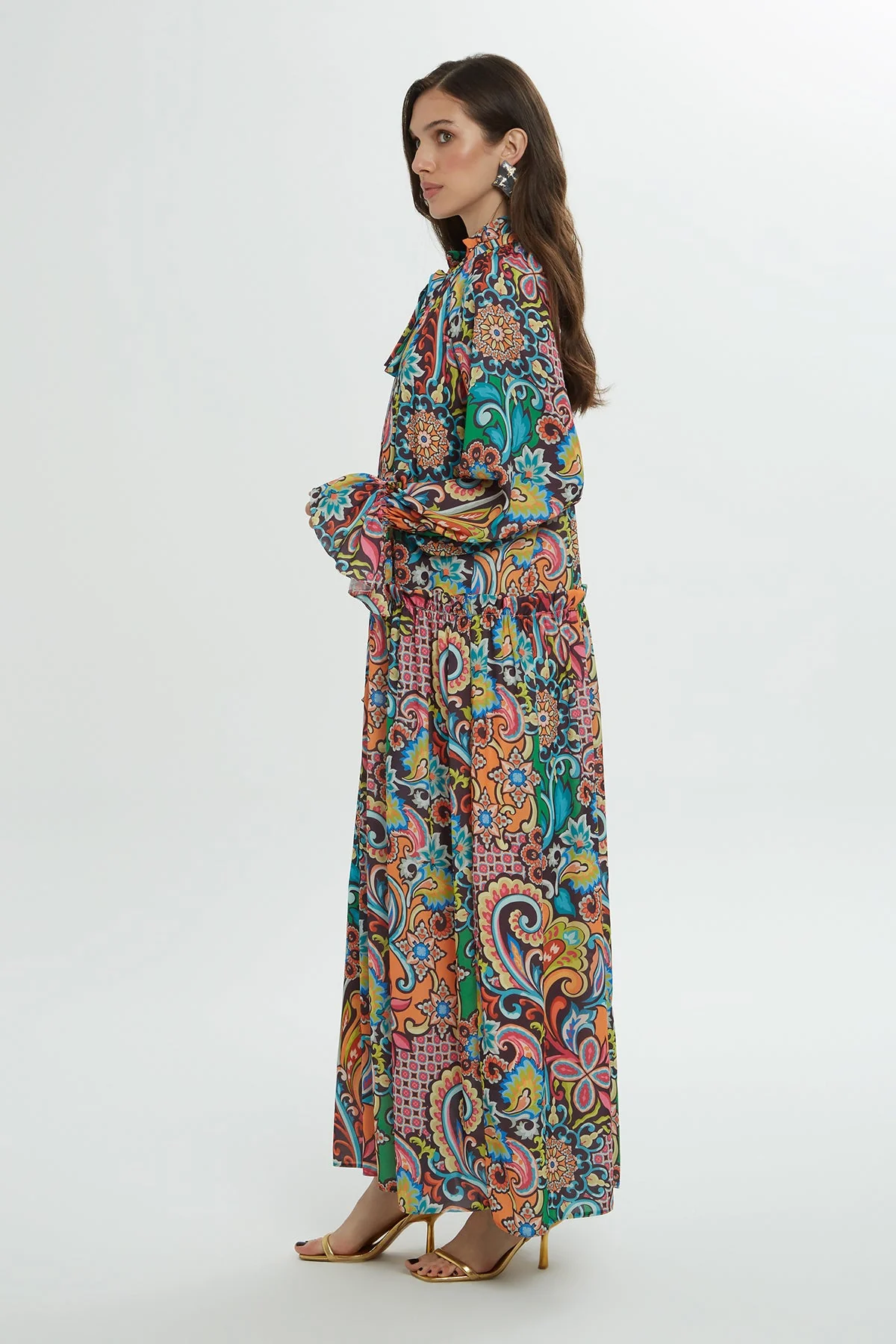 Printed Ruffled Long Dress - Image 2