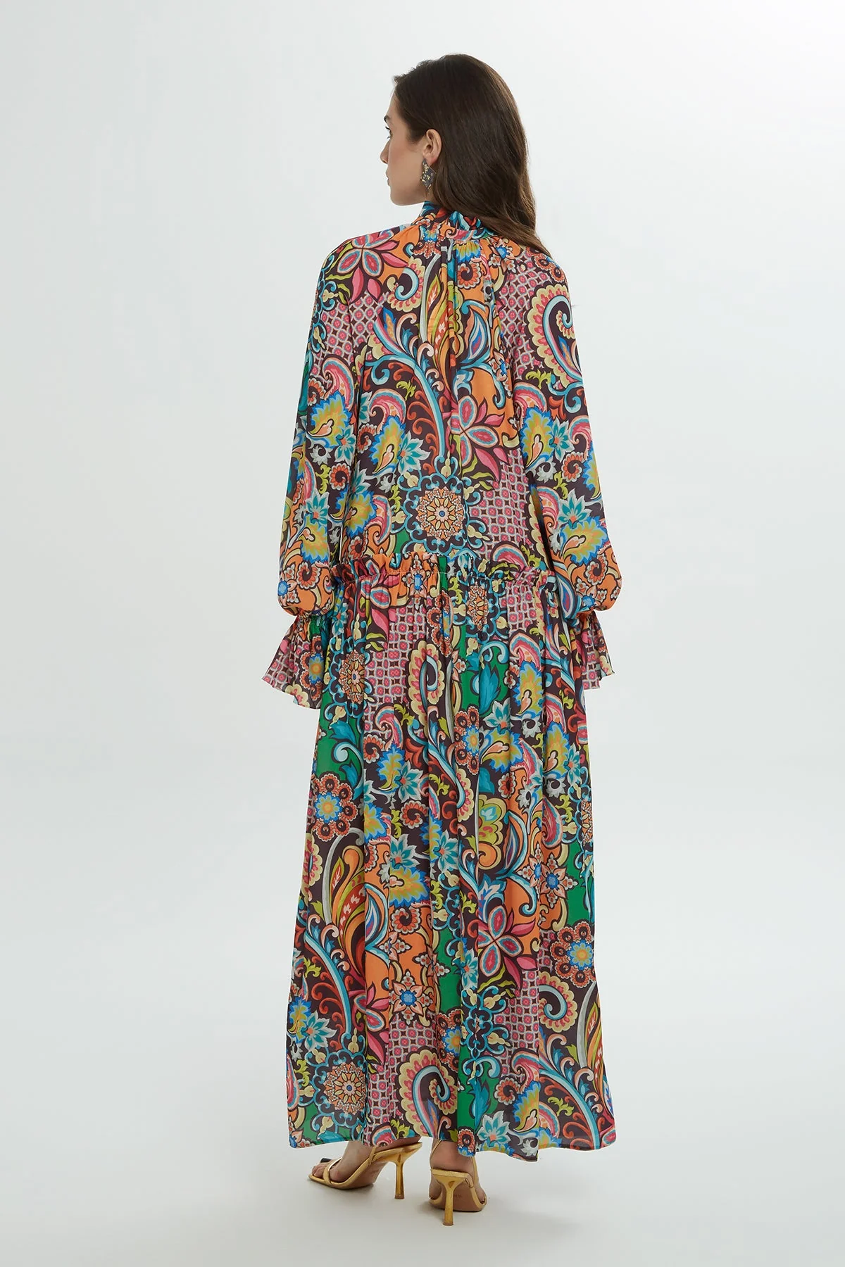 Printed Ruffled Long Dress - Image 4