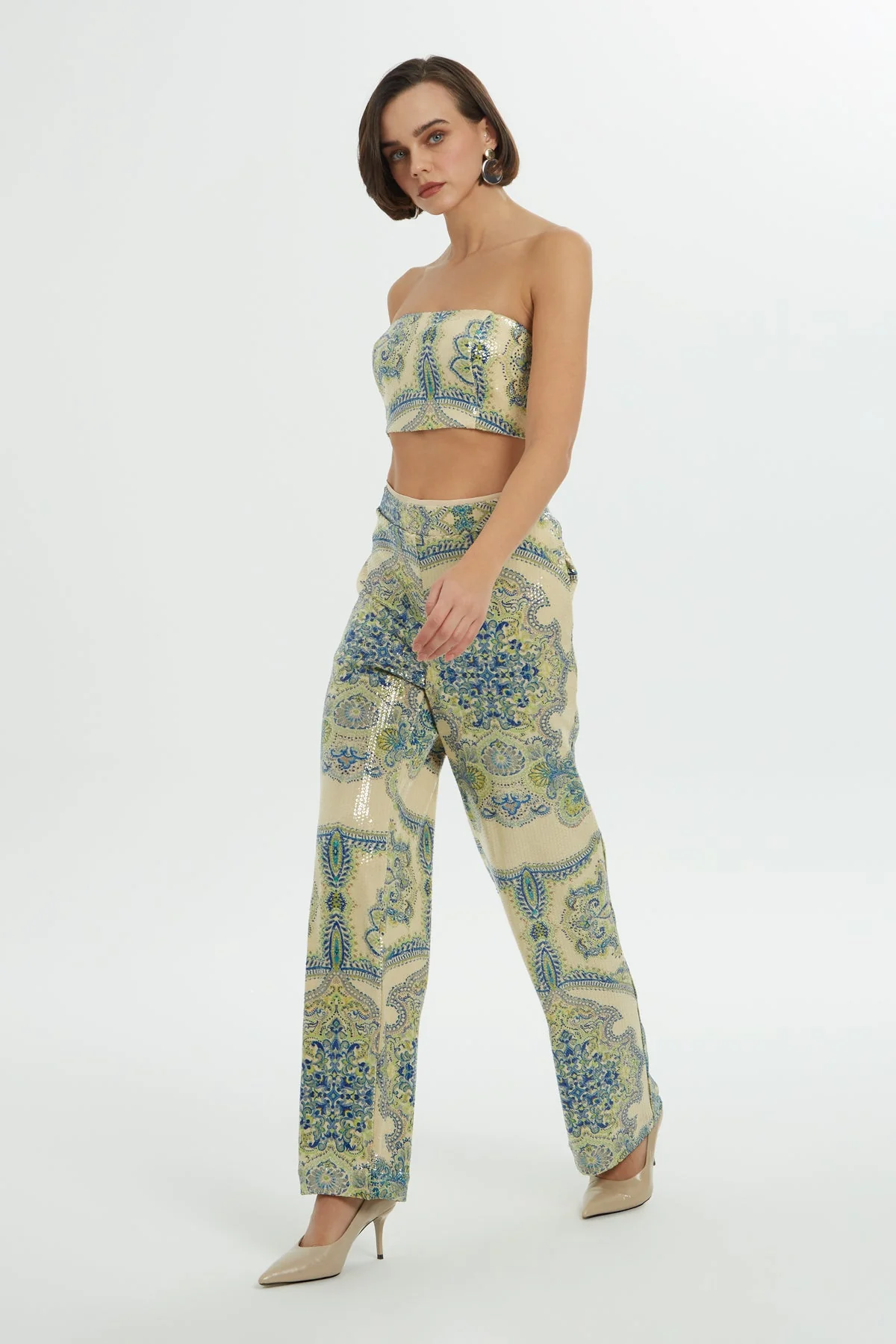 Printed Sequin Pants - Image 3