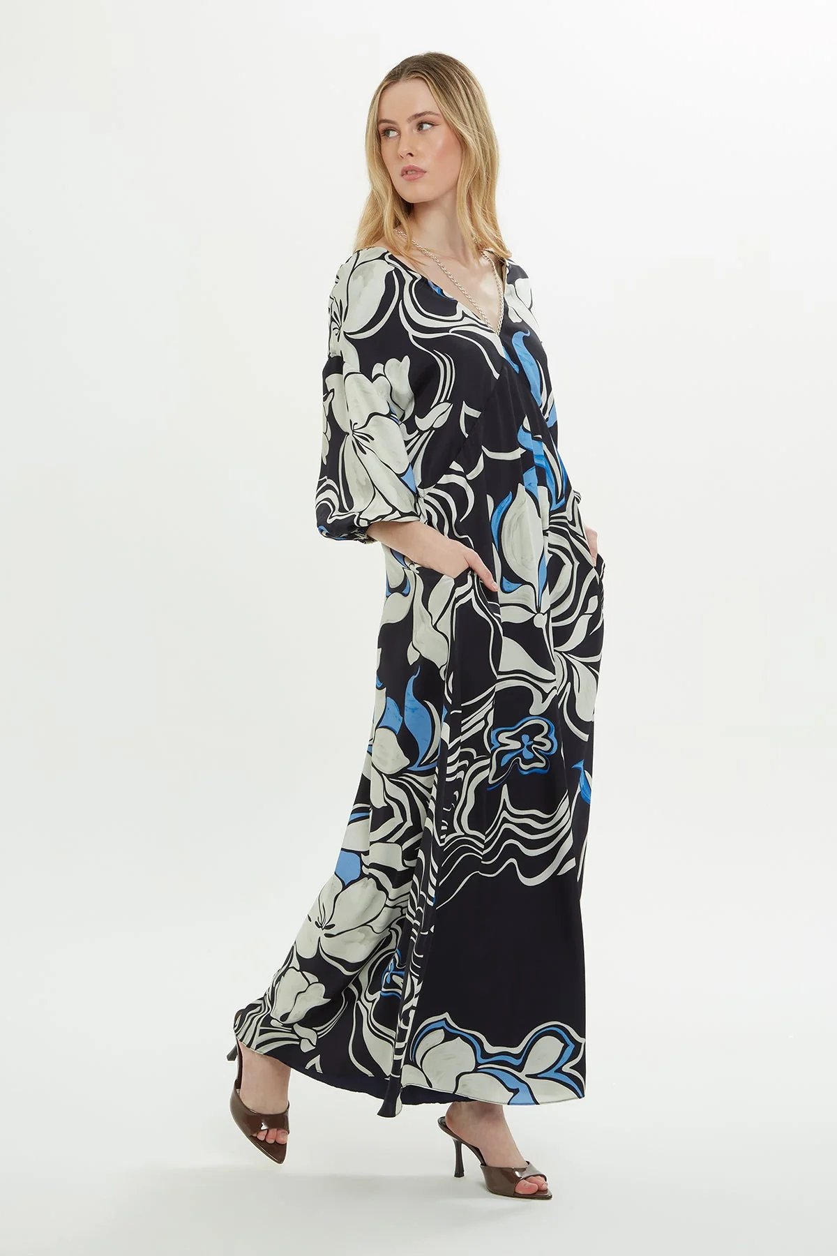 Printed Short-Sleeve Maxi Dress - Image 4