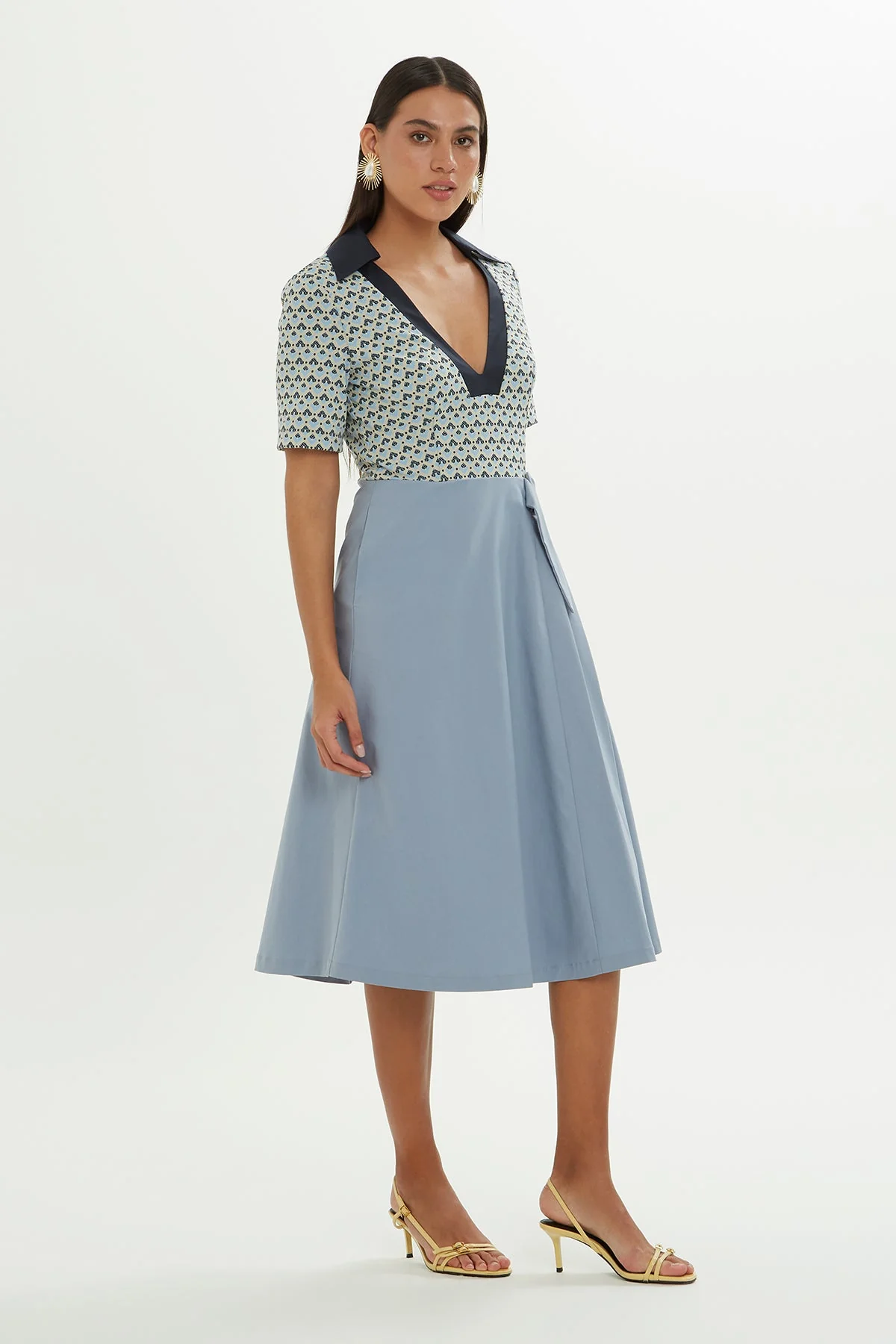 Printed Short-Sleeve Midi Dress - Image 3
