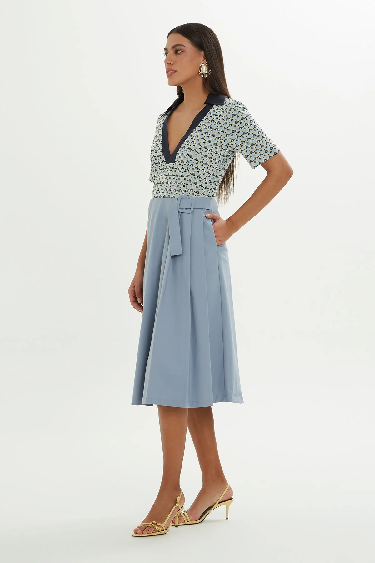 Printed Short-Sleeve Midi Dress - Image 4