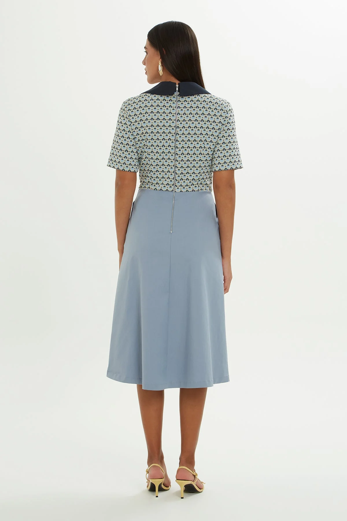 Printed Short-Sleeve Midi Dress - Image 5