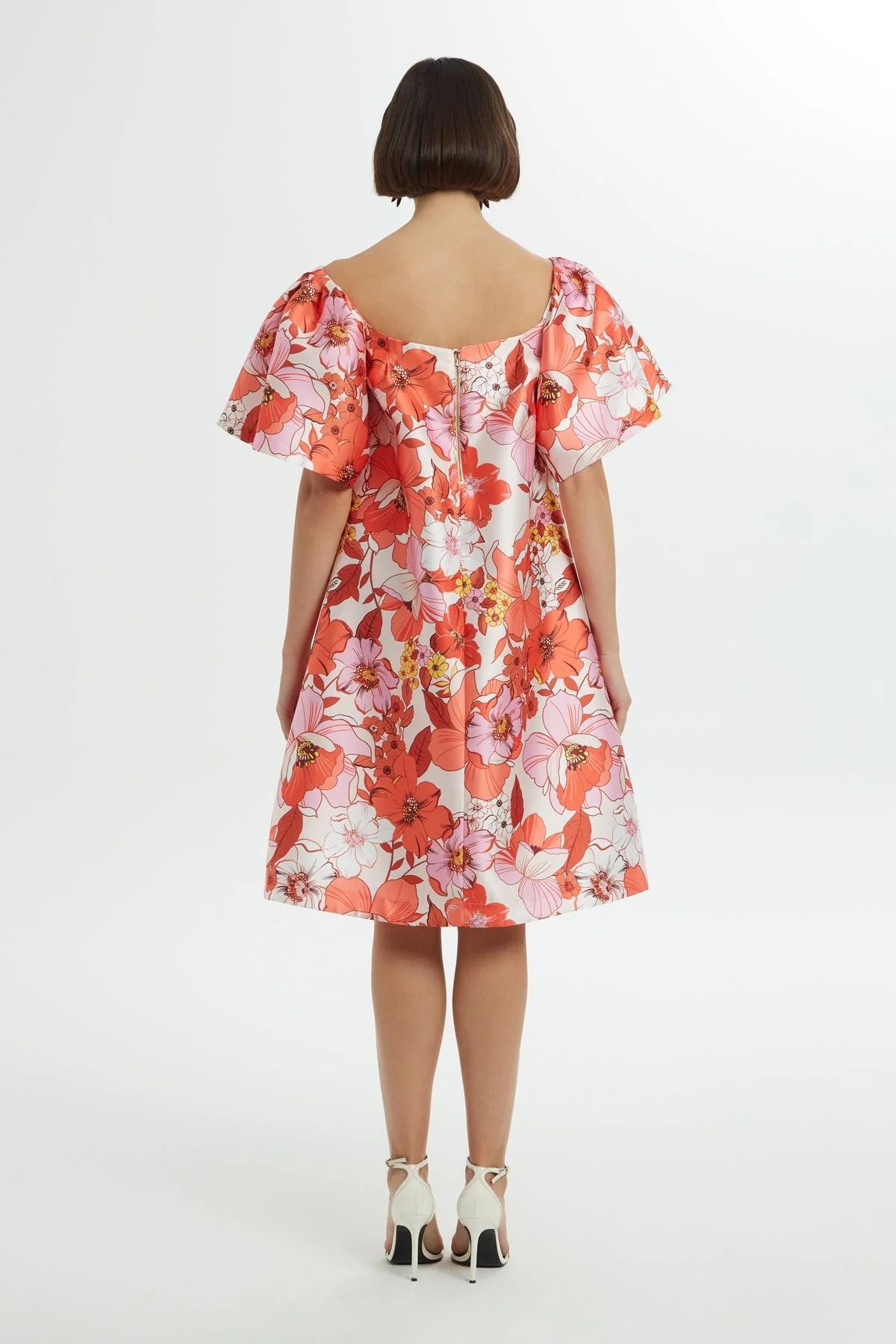 Printed Short-Sleeve Short Dress - Image 5