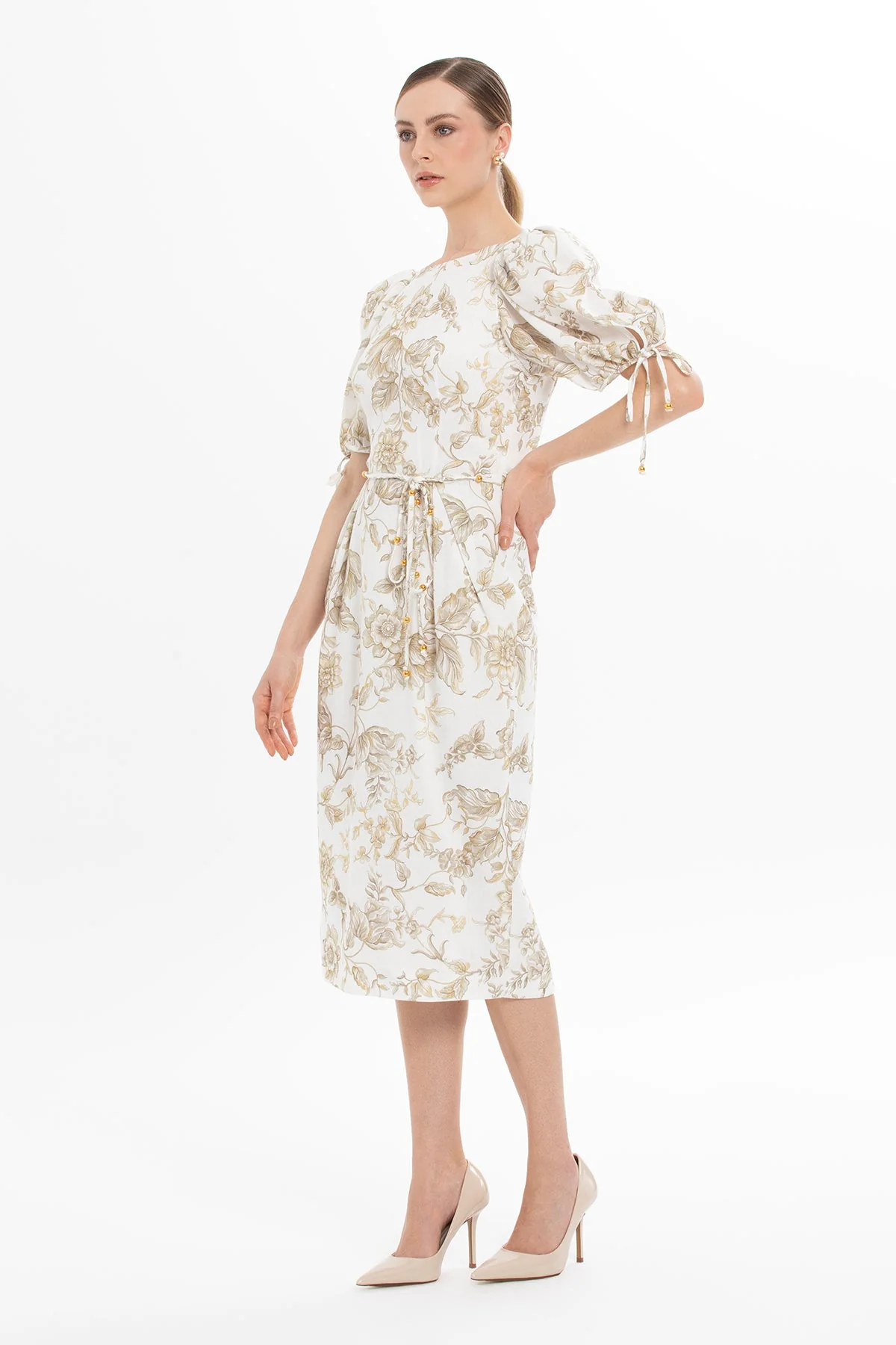 Printed Short-Sleeved Midi Dress - Image 2