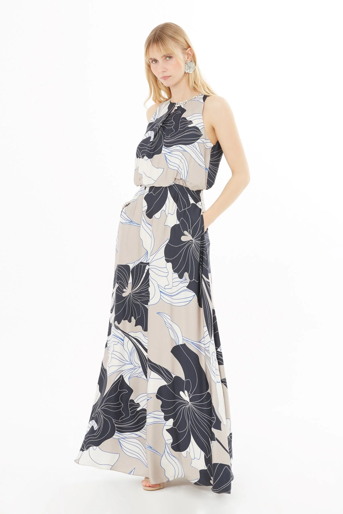 Printed Sleeveless Maxi Dress - Image 3