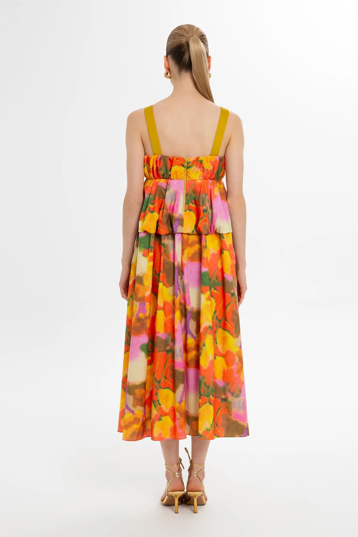 Printed Strappy Balloon Midi Dress - Image 4