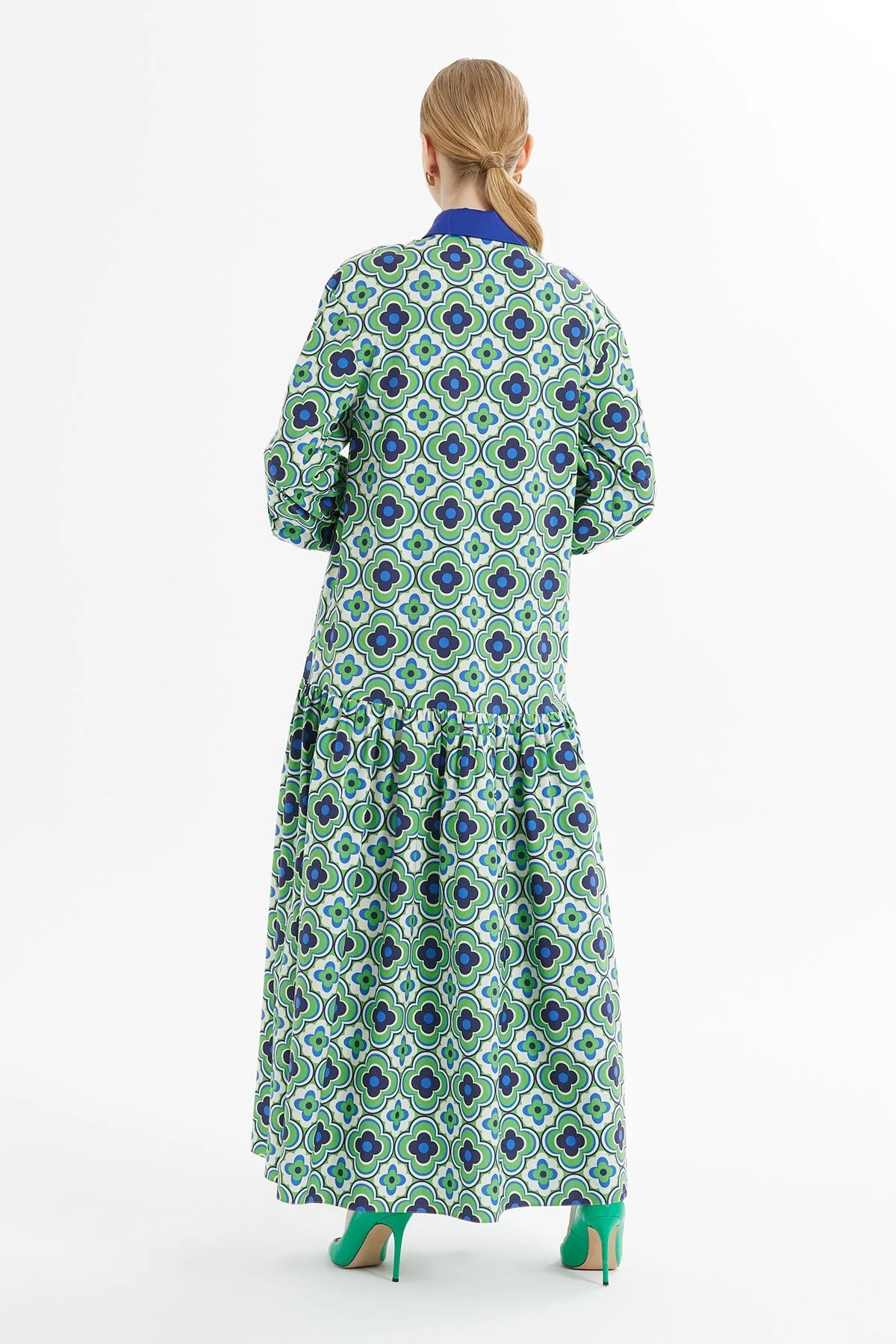 Printed Tie-Fastening Long Dress - Image 6