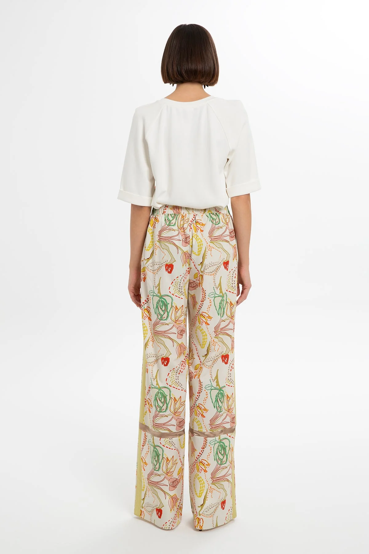 Printed Trousers with Satin Trim - Image 4