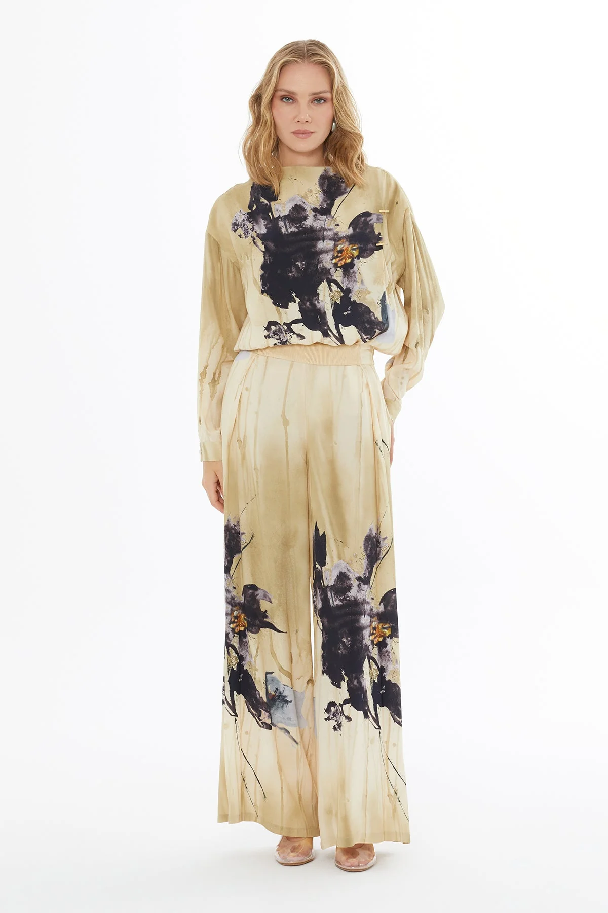 Printed Trousers with Waistband Detail