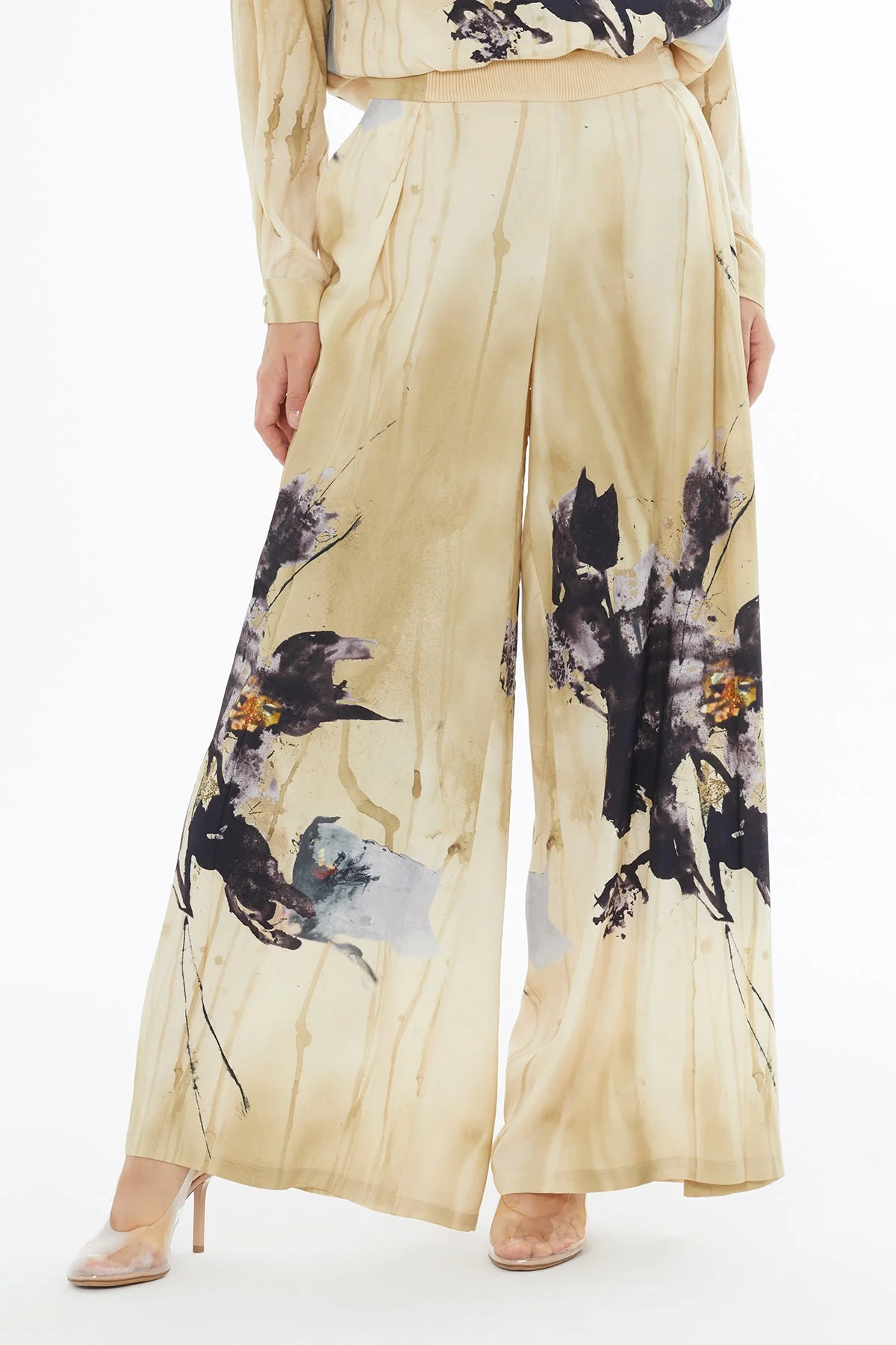 Printed Trousers with Waistband Detail - Image 2