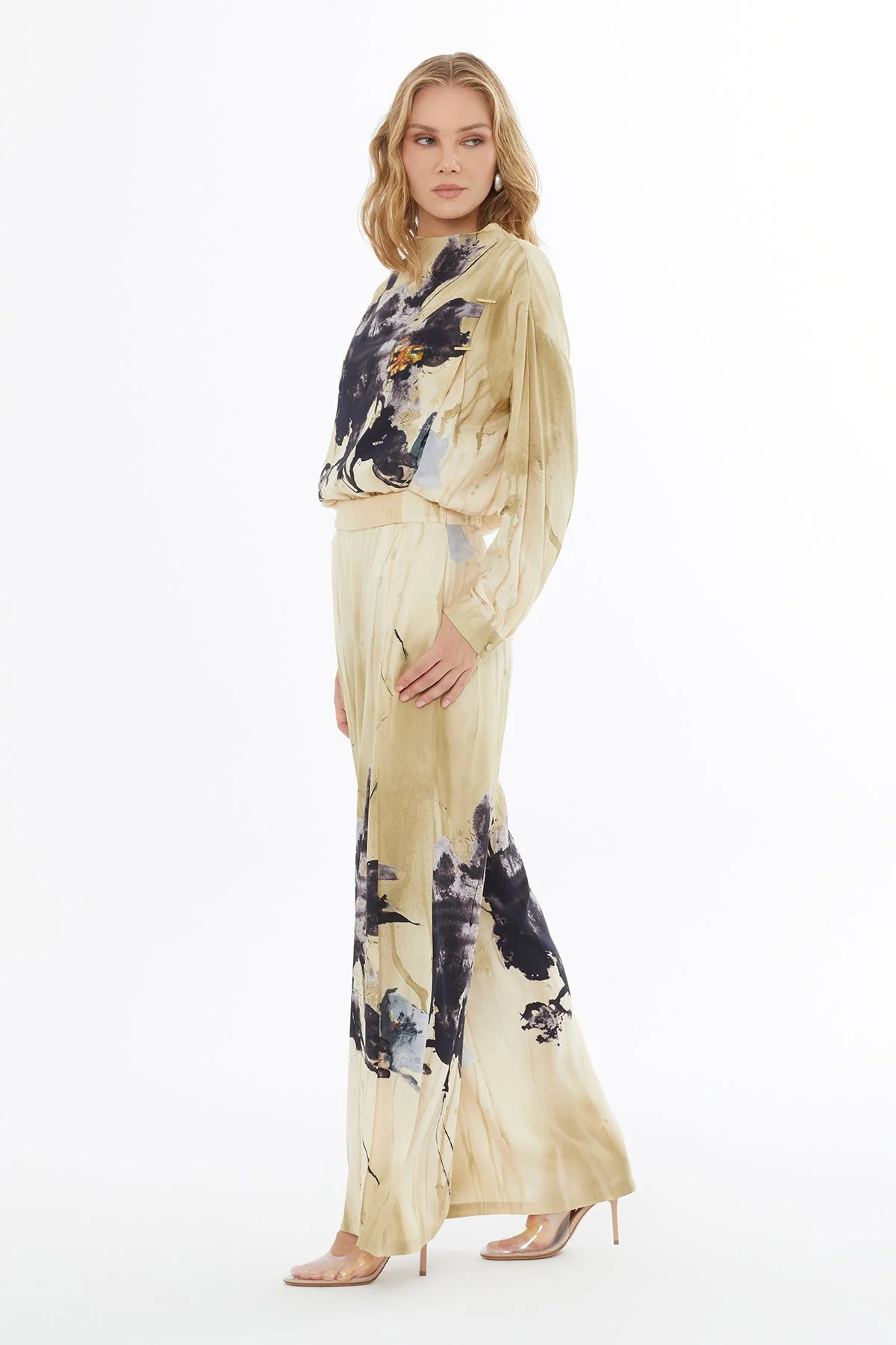 Printed Trousers with Waistband Detail - Image 3