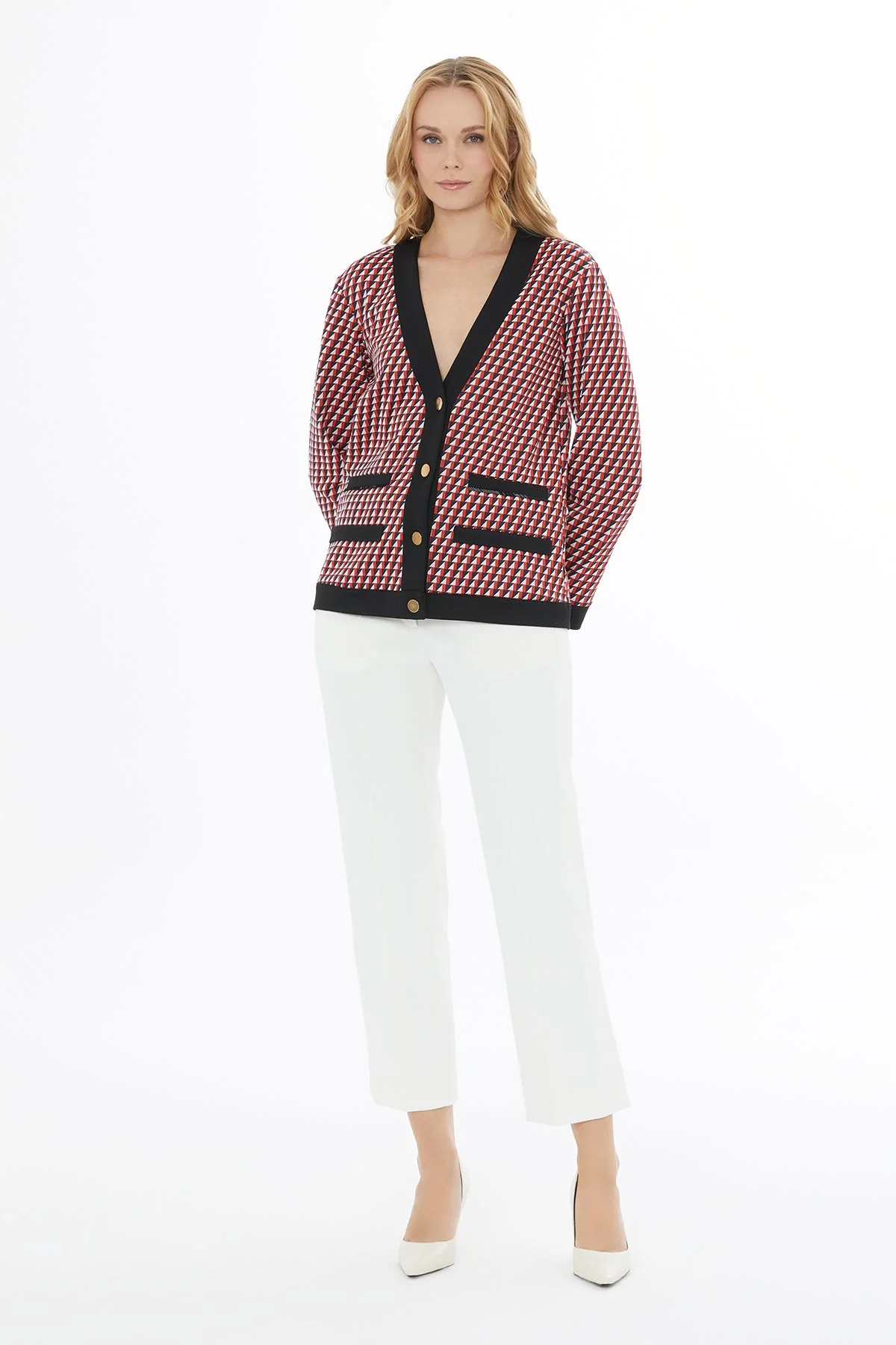 Printed V-Neck Jacket