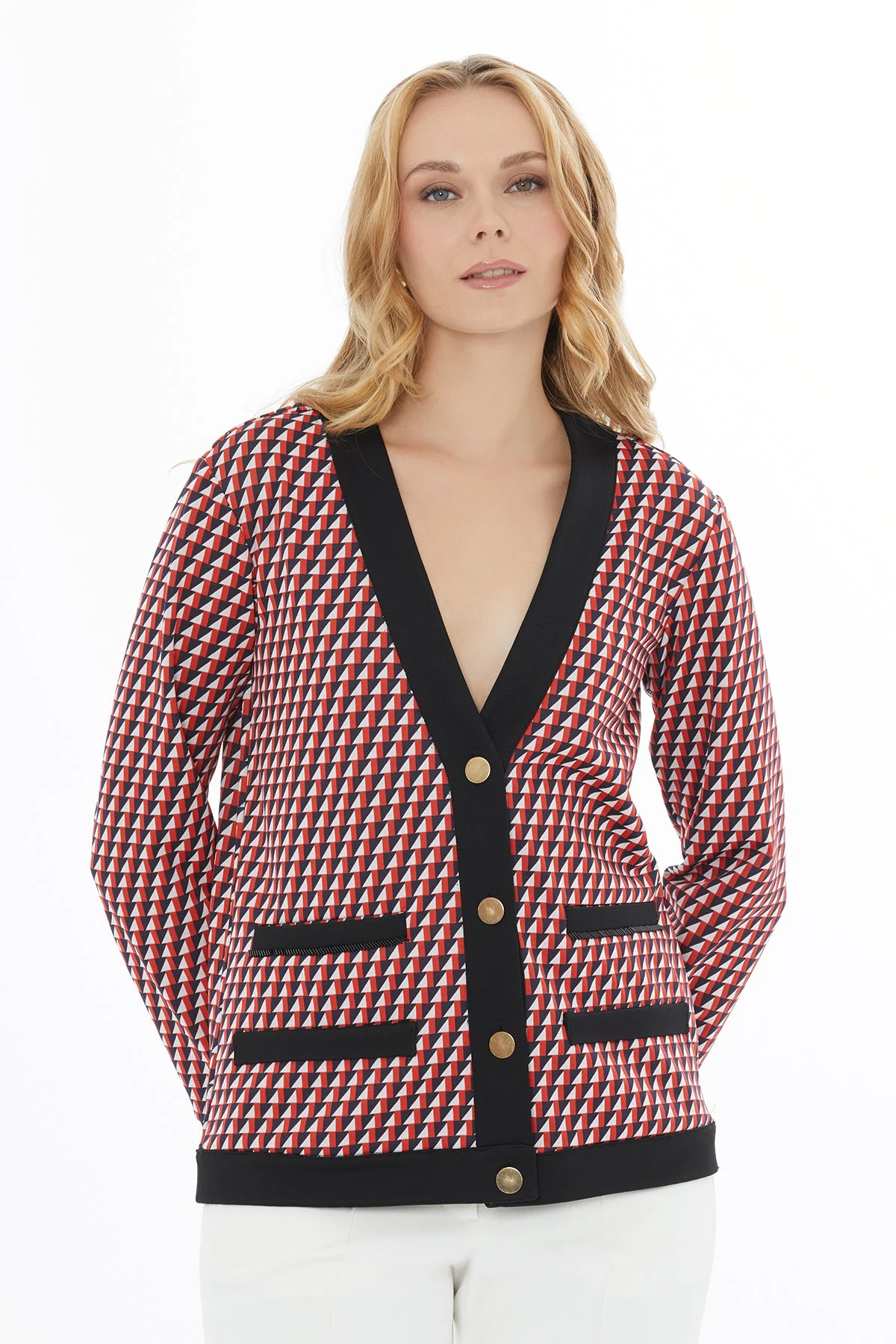 Printed V-Neck Jacket - Image 3