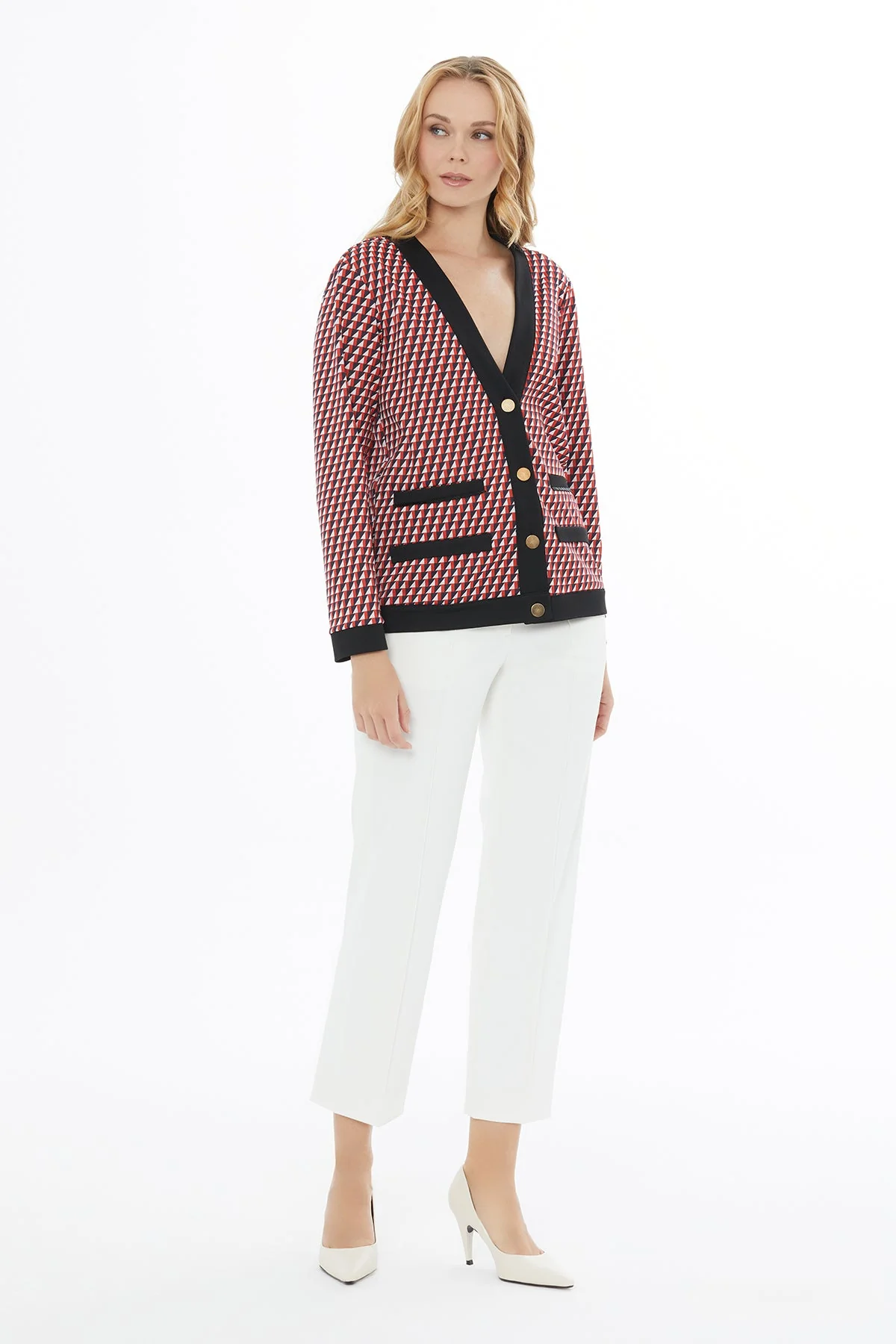 Printed V-Neck Jacket - Image 4