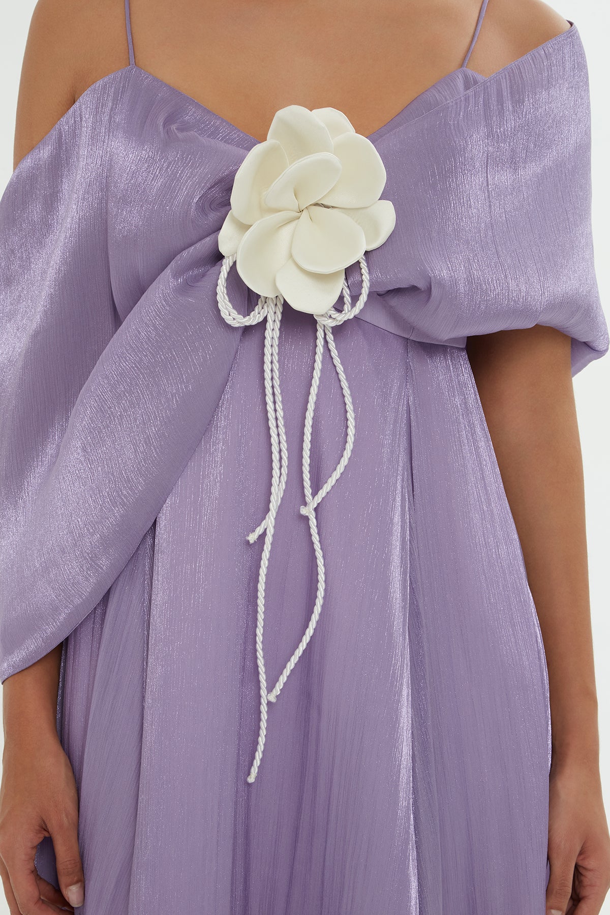 Purple Draped-Shoulder Maxi Dress - Image 2