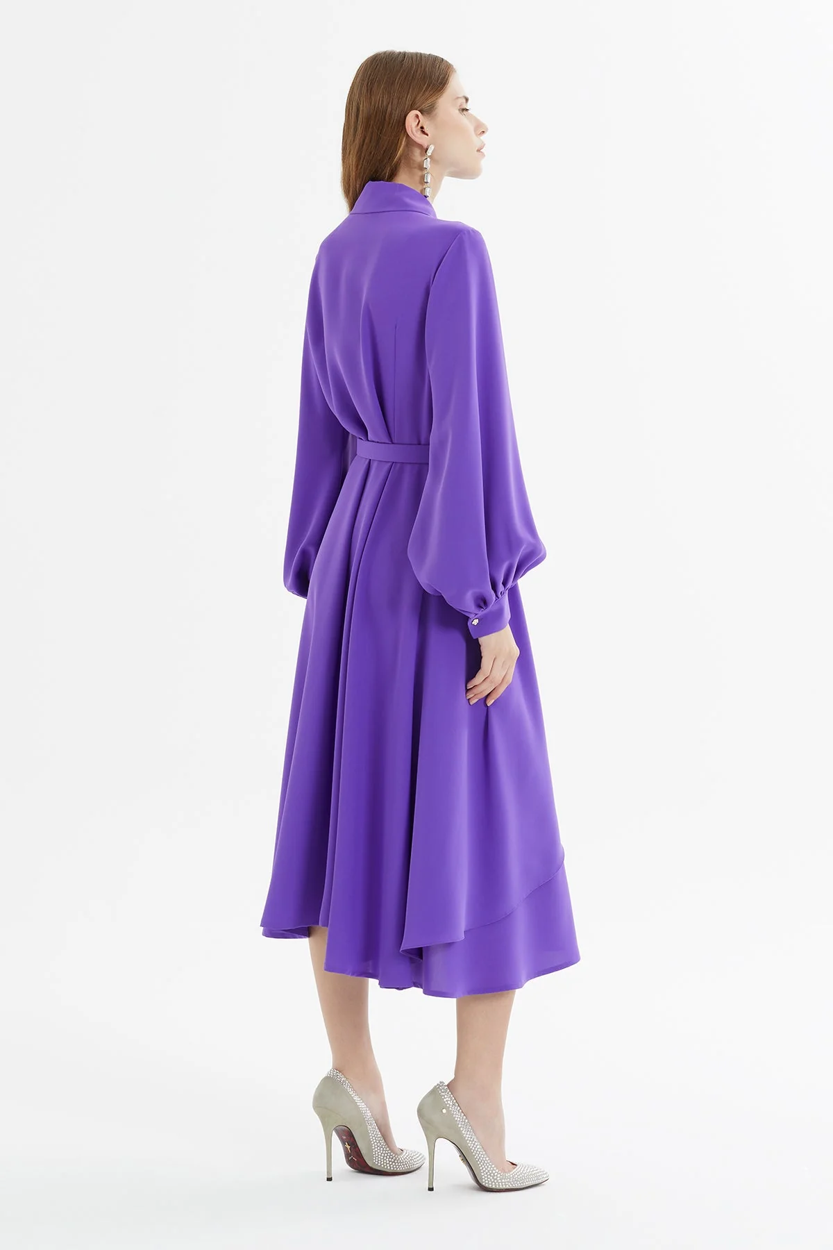 Purple Shirt Dress with Belt Detail - Image 5