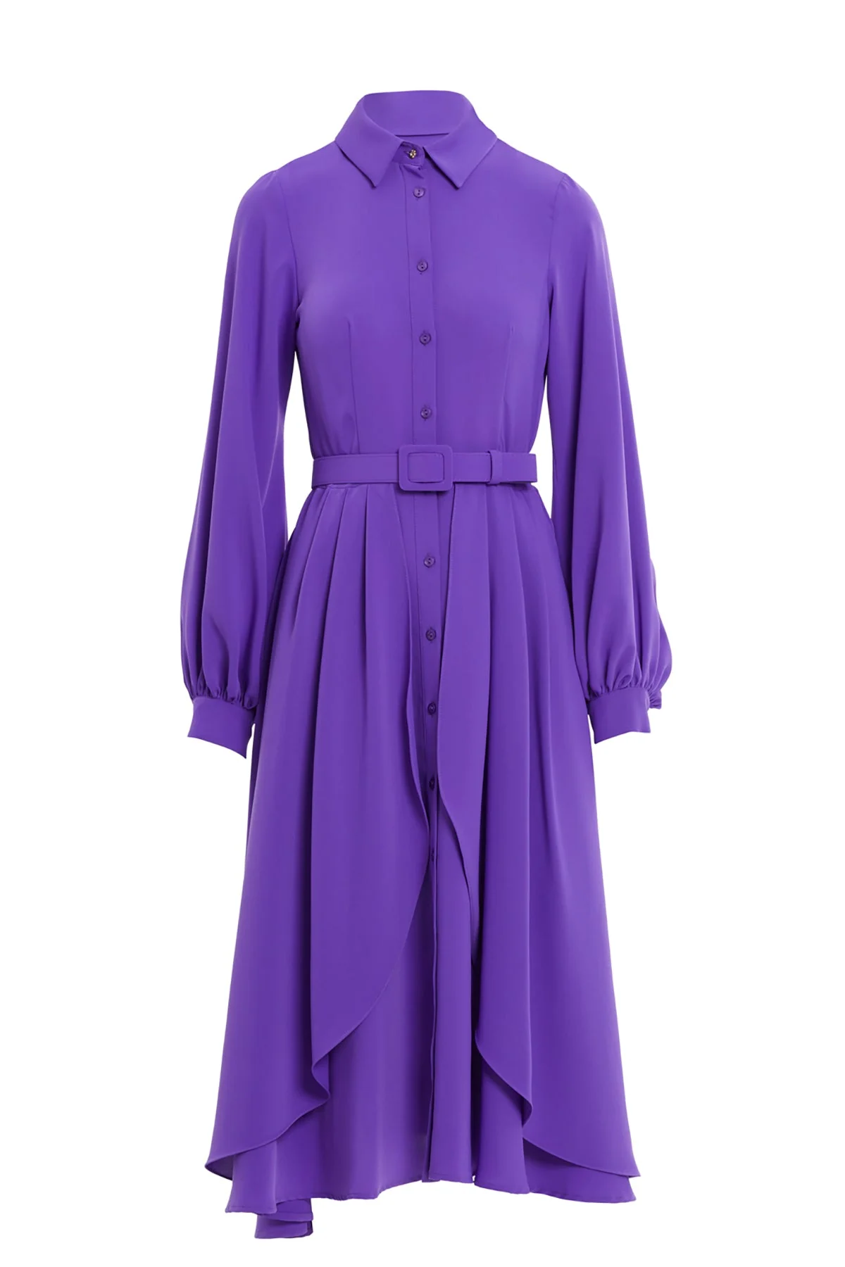 Purple Shirt Dress with Belt Detail - Image 6