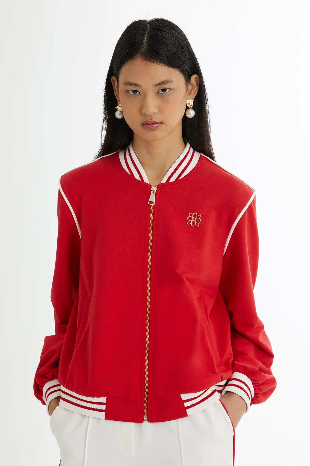 Red Blazer Elastic-Waist Track Set - Image 2