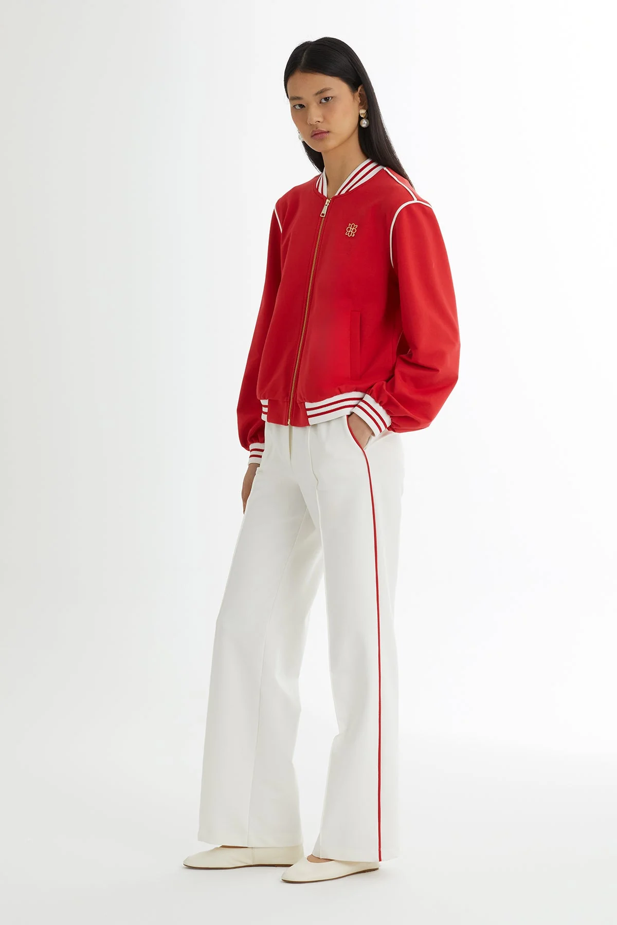 Red Blazer Elastic-Waist Track Set - Image 4
