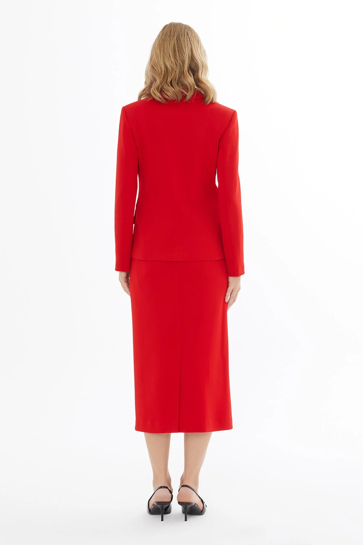 Red Button-Closure Jacket with Pockets - Image 4