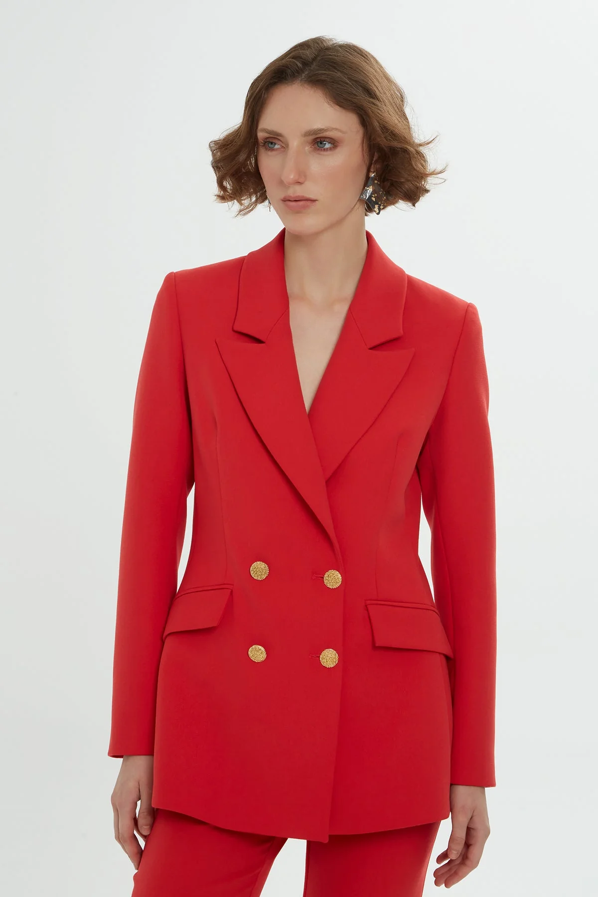 Red Button-Detail Co-Ord Set - Image 3