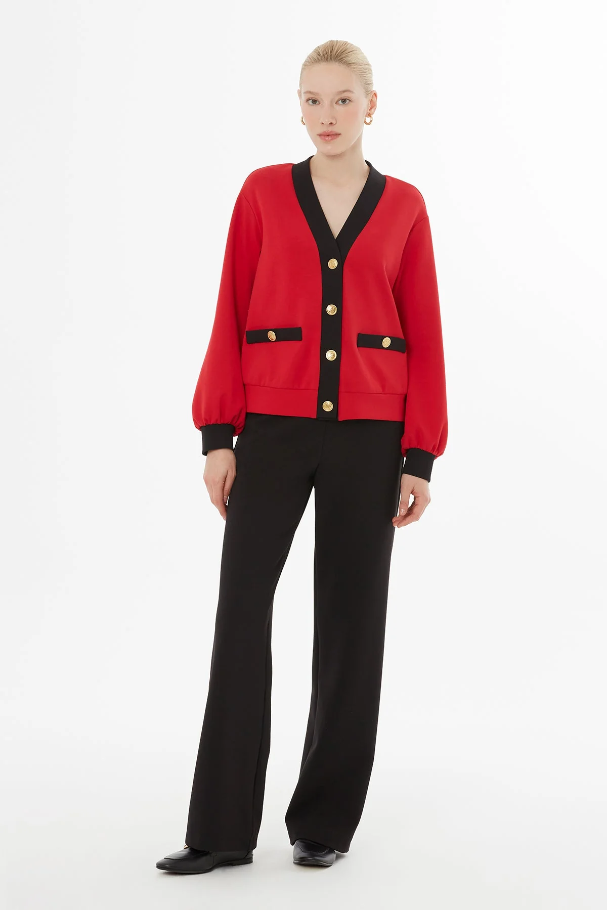 Red Button-Down Tracksuit Set