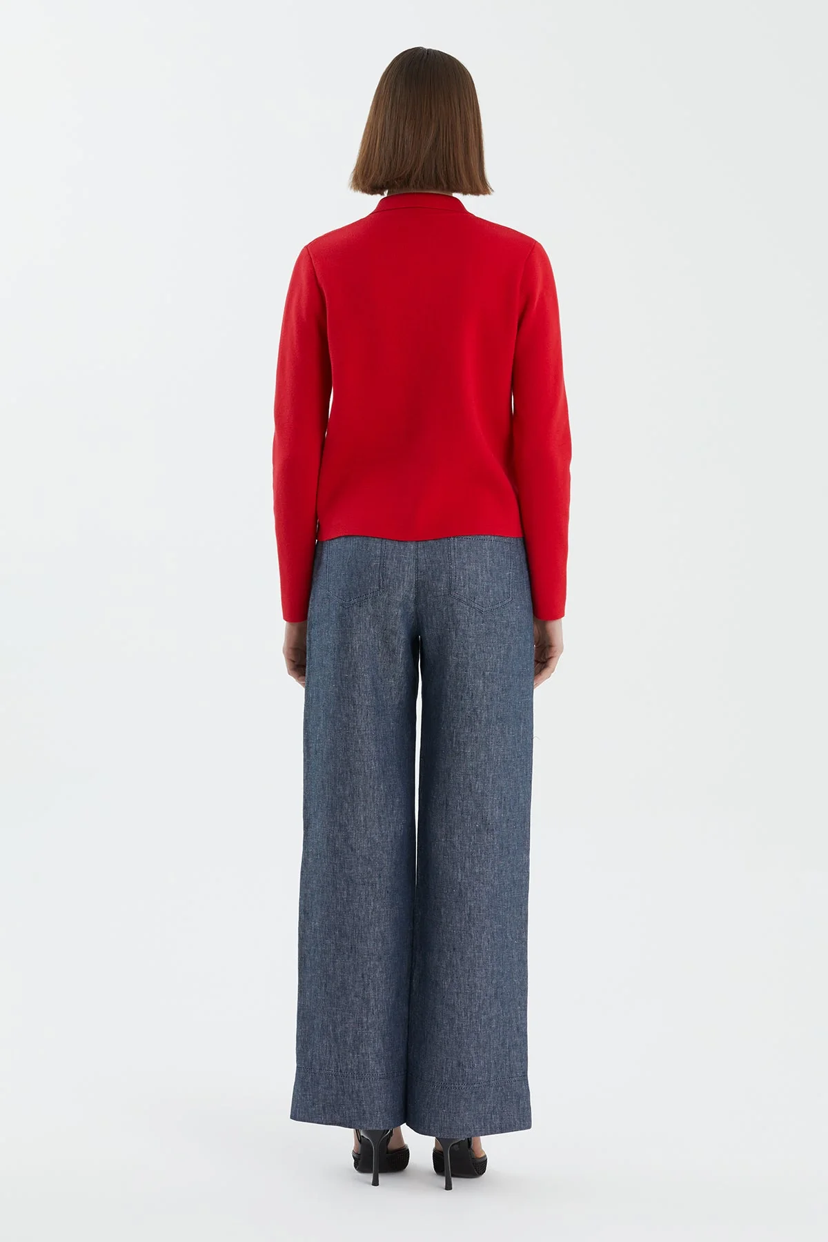 Red Buttoned Polo Neck Knit - Image 4