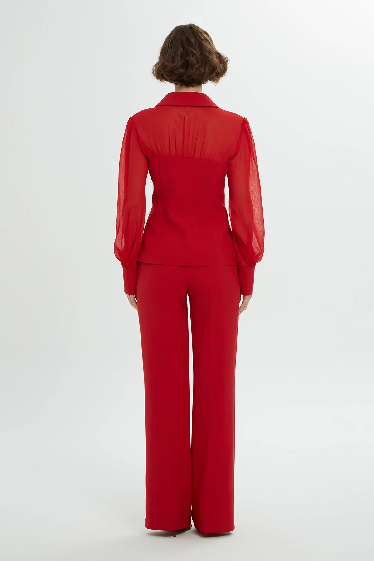 Red Chiffon-Sleeve Co-Ord Set - Image 6