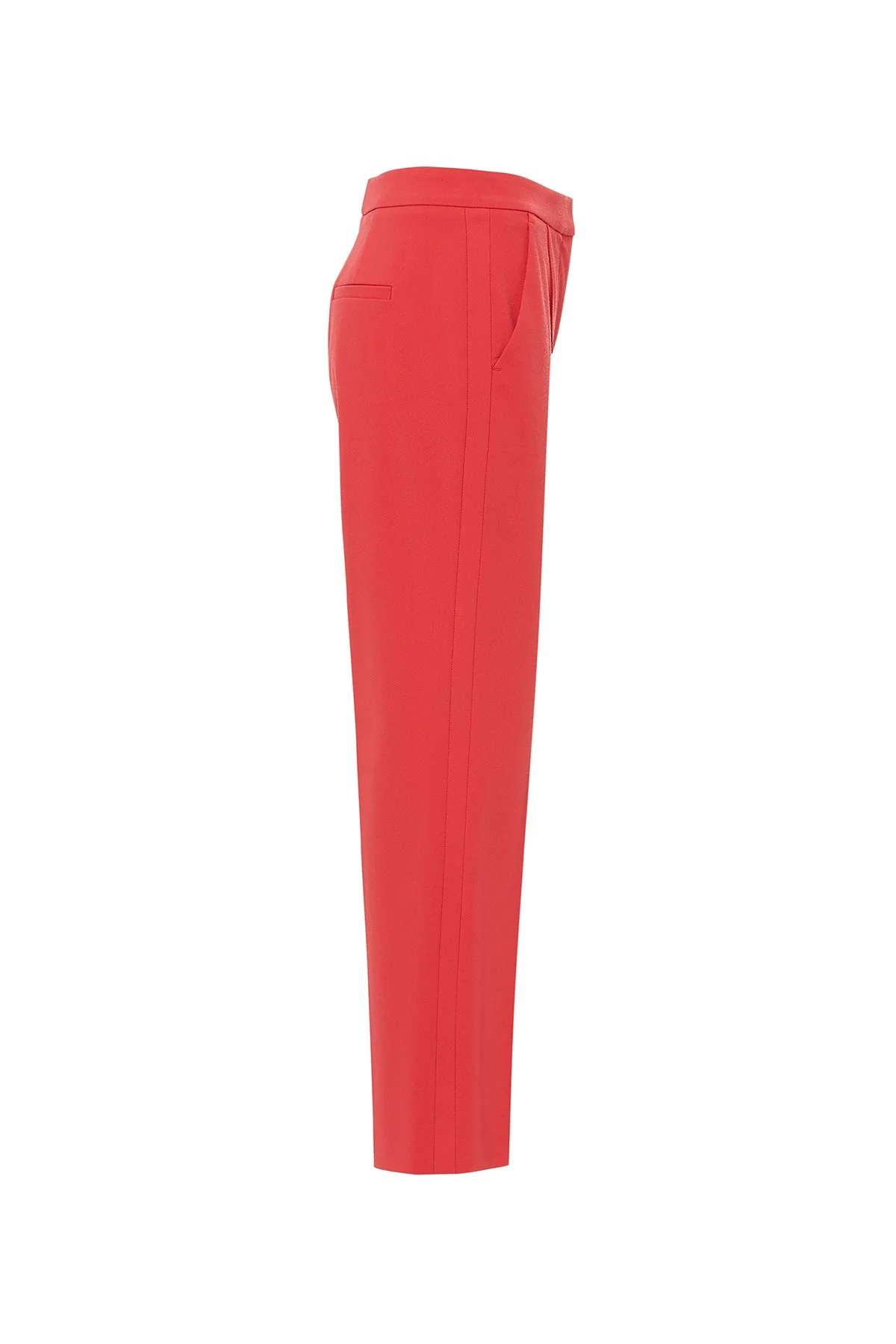 Red Classic Fabric Trousers - Image 2