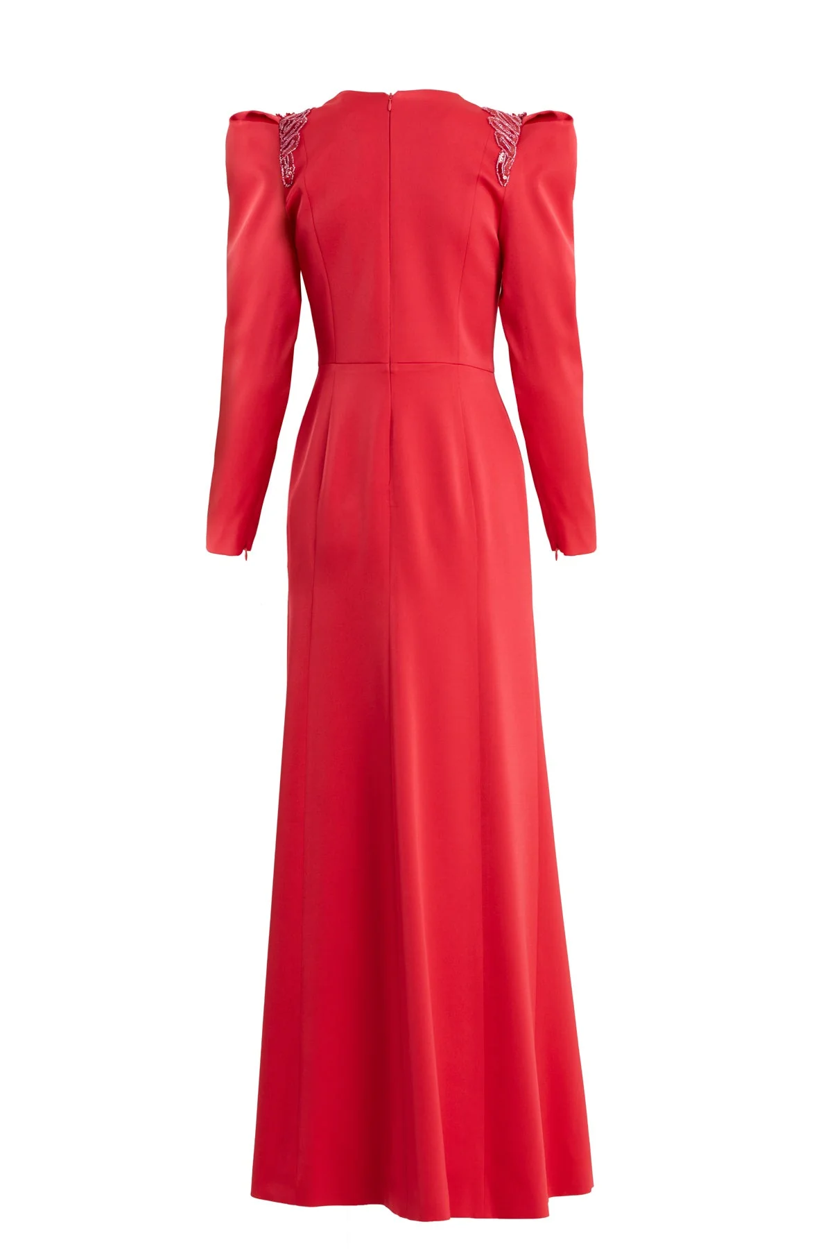 Red Embellished Slit Detail Dress - Image 3