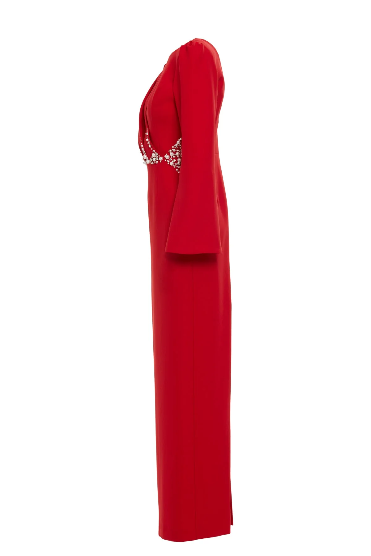 Red Embroidered Detailed Long Dress - Image 2