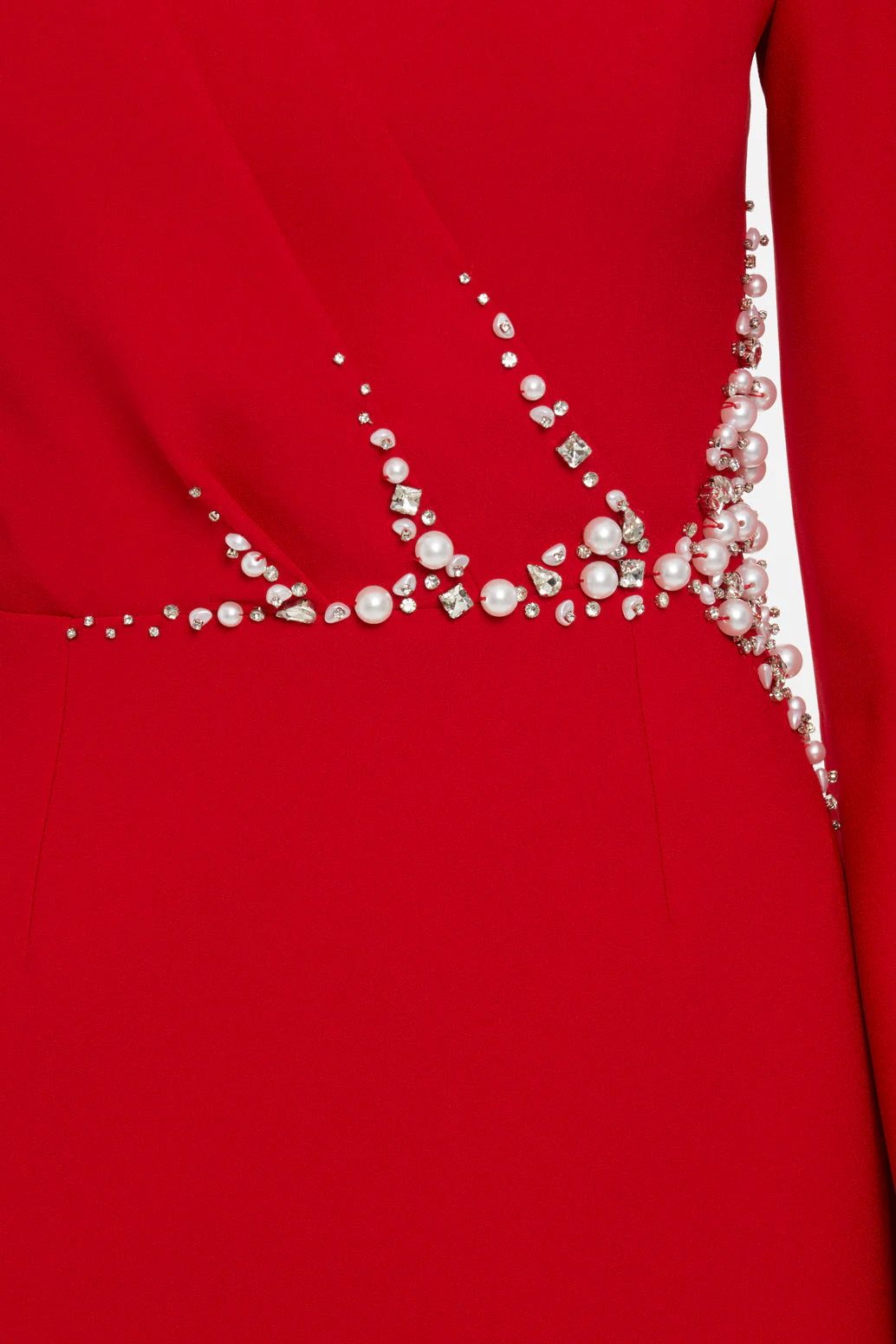 Red Embroidered Detailed Long Dress - Image 3