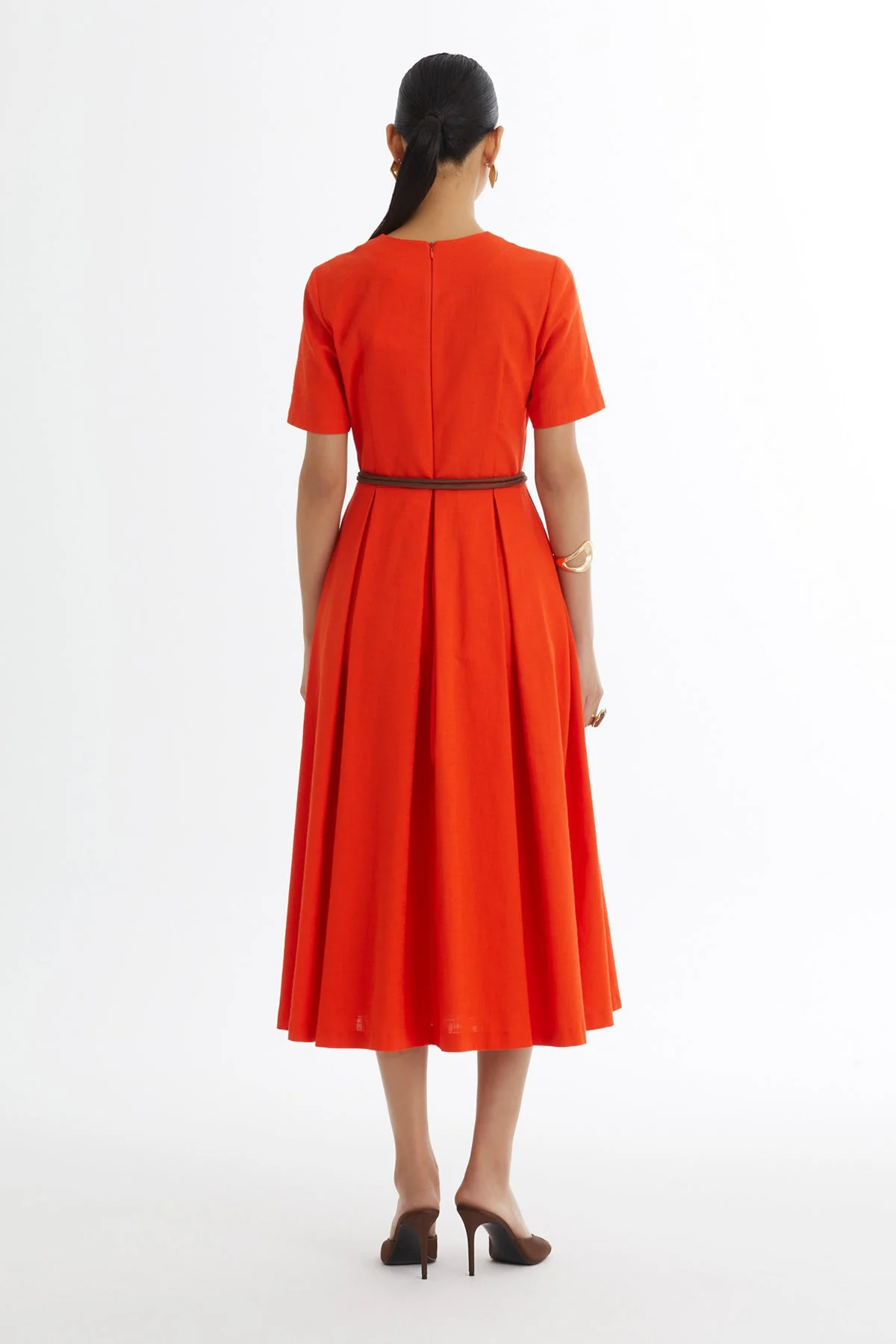 Red Floral Cord-Belted Dress - Image 5