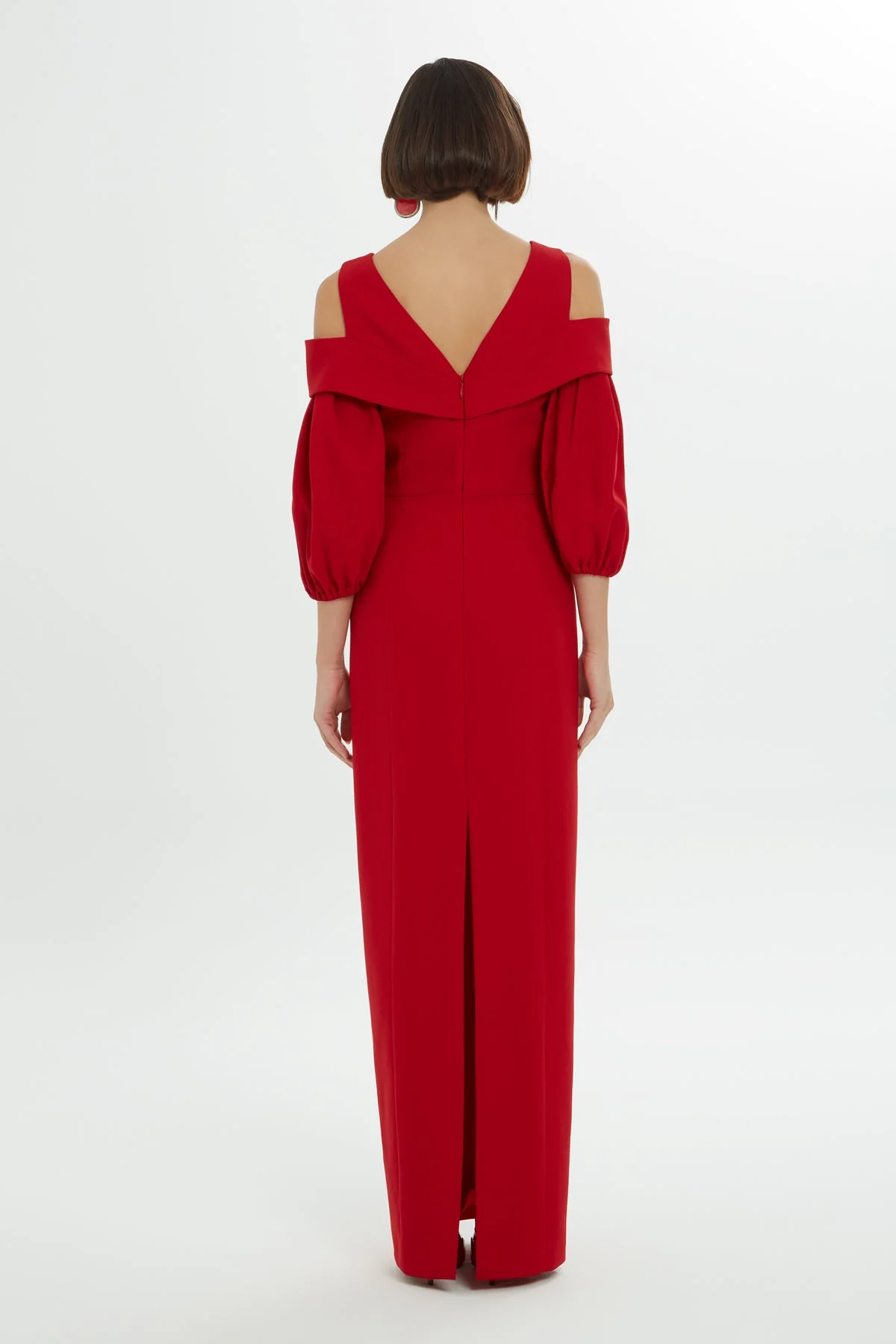 Red Long Dress with Balloon Sleeves - Image 4