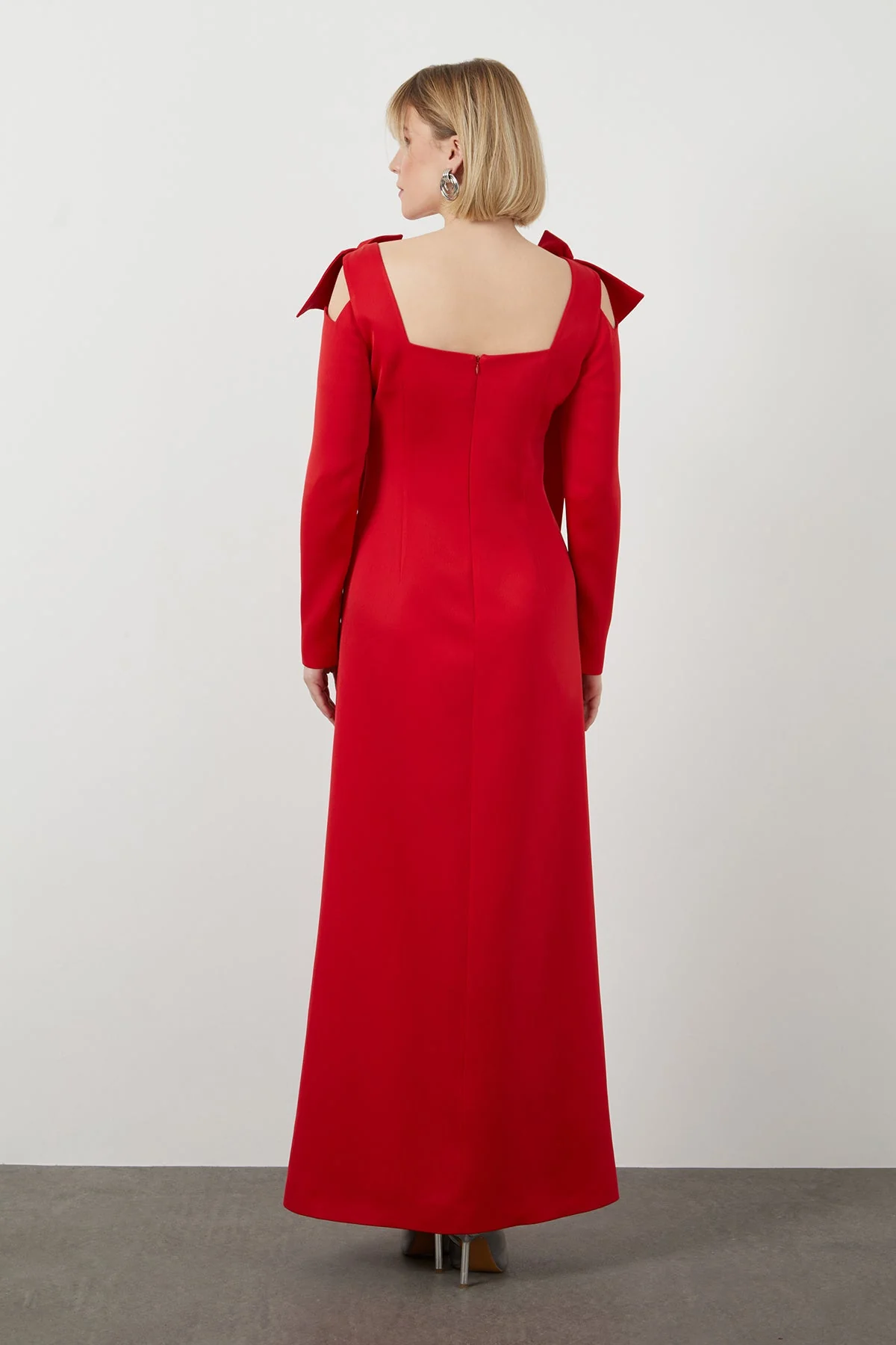 Red Maxi Bow Detail Dress - Image 4