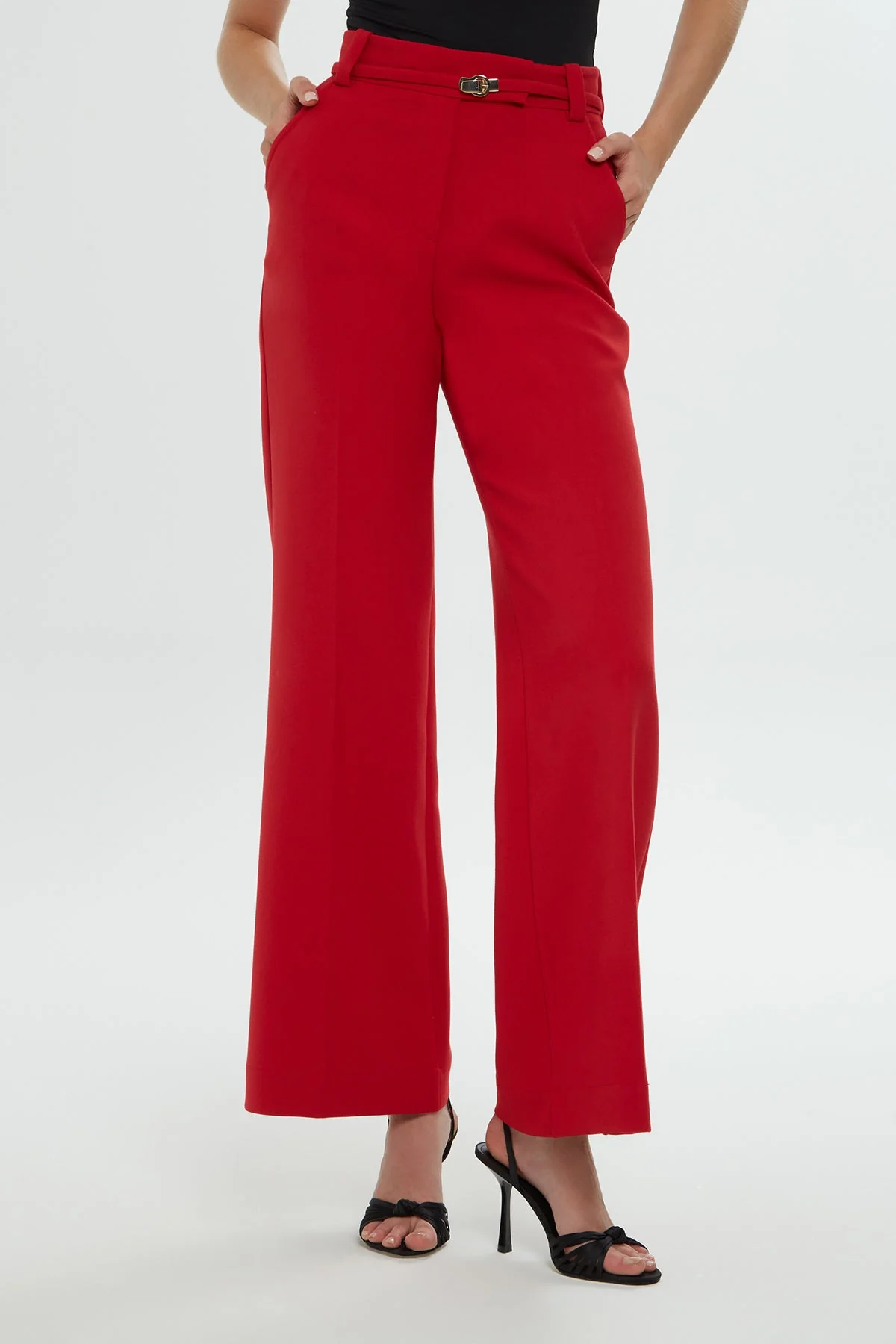 Red Palazzo Trousers - Image 3