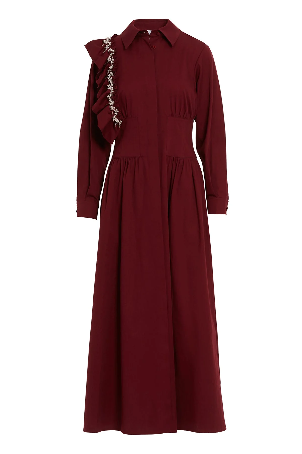 Red Pleated Midi Dress - Image 5