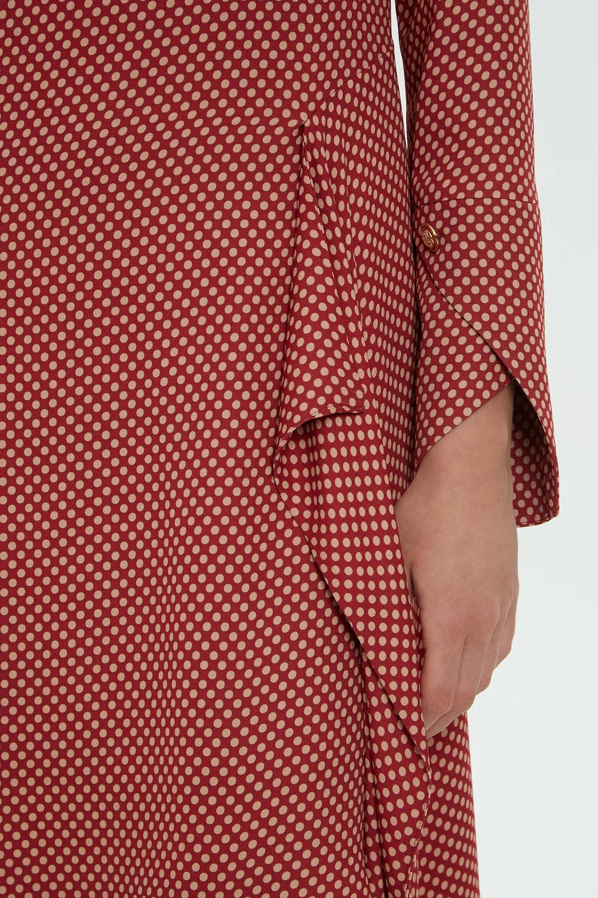 Red Polka Dot Asymmetric Midi Dress - Image 4