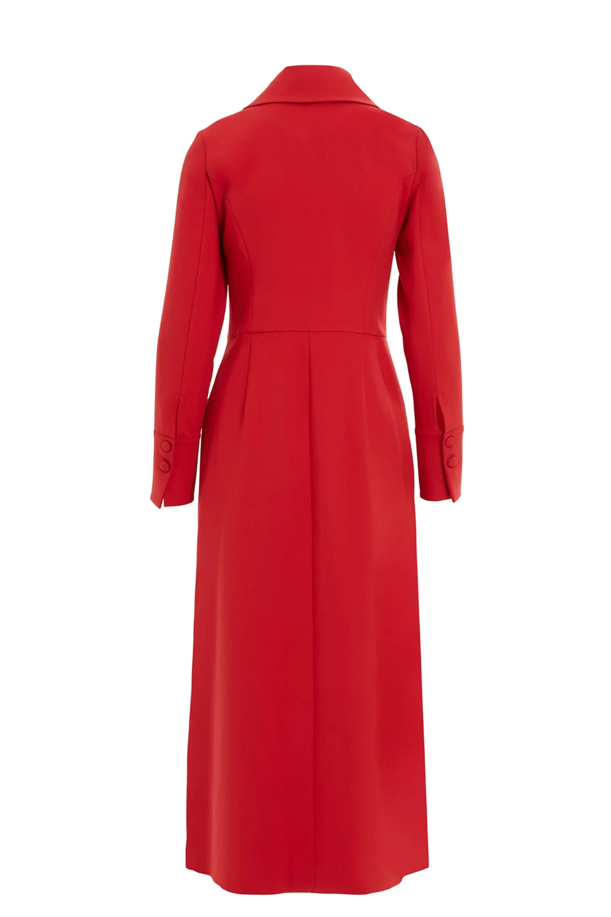 Red Shirt-Collar Midi Dress - Image 3