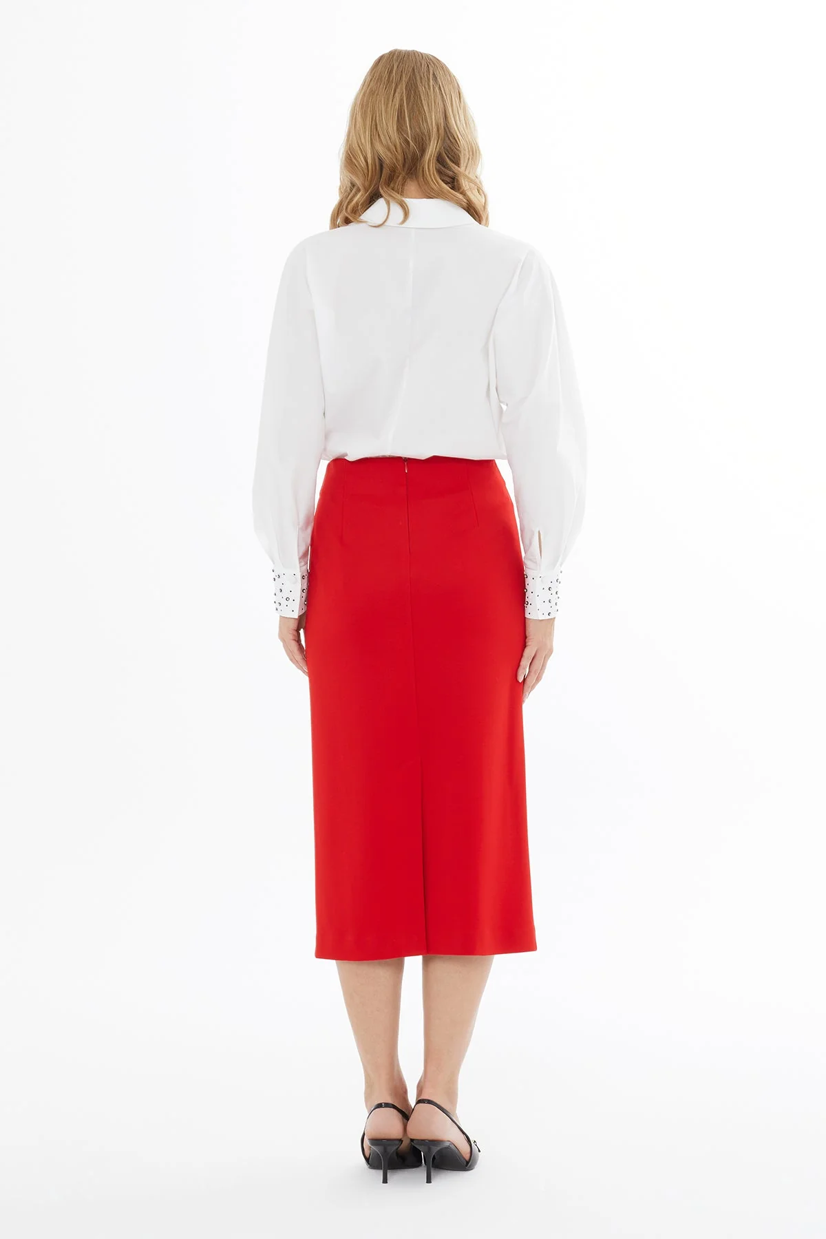 Red Skirt with Back Zipper Closure - Image 3